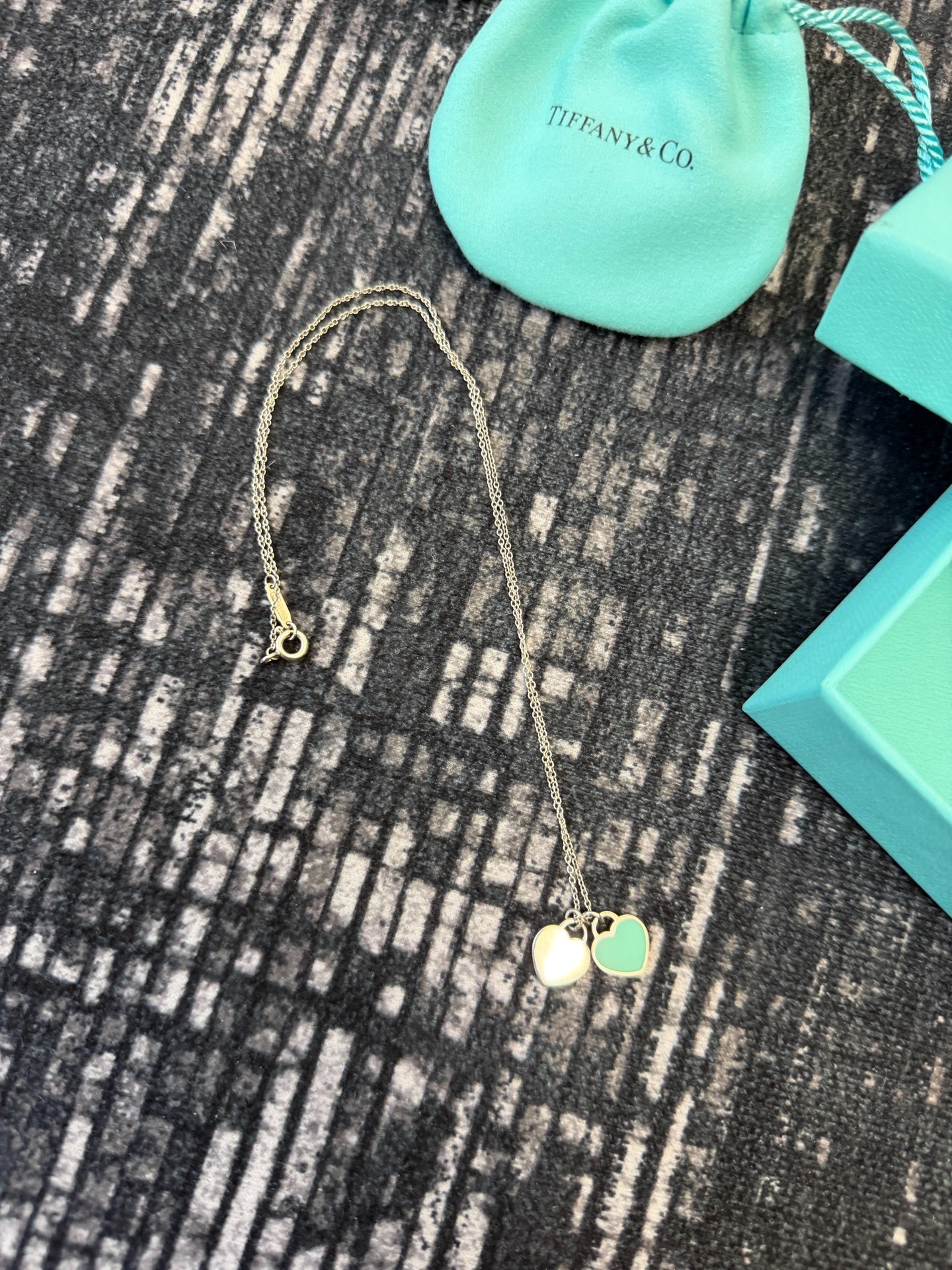 Tiffany & Co. Silver Double Heart Necklace — front