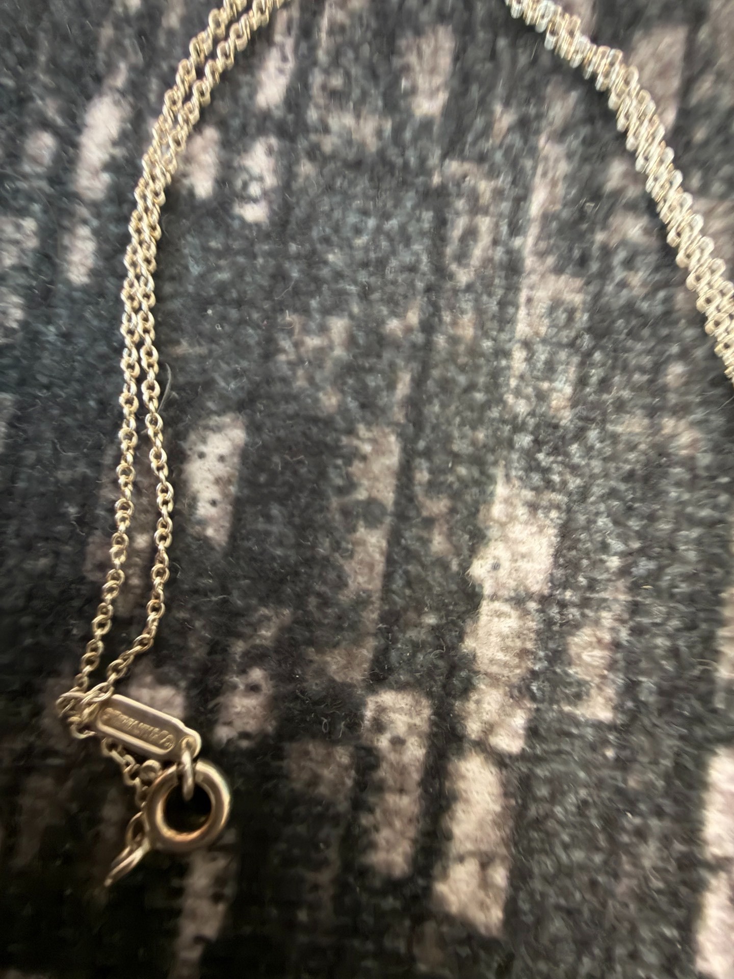 Tiffany & Co. Silver Double Heart Necklace — detail