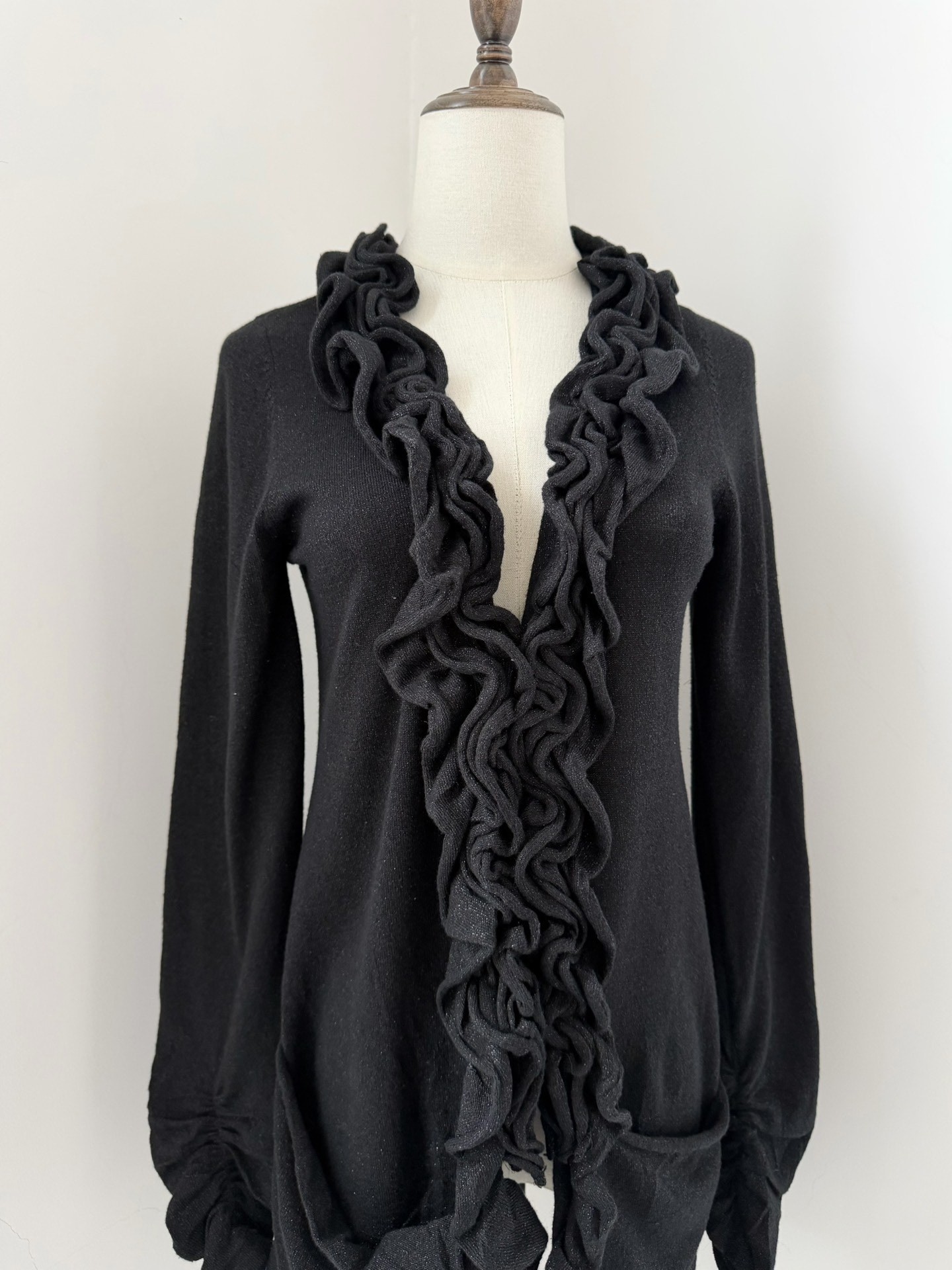Y's 2001 Ruffled Wool Long-sleeve Top — front
