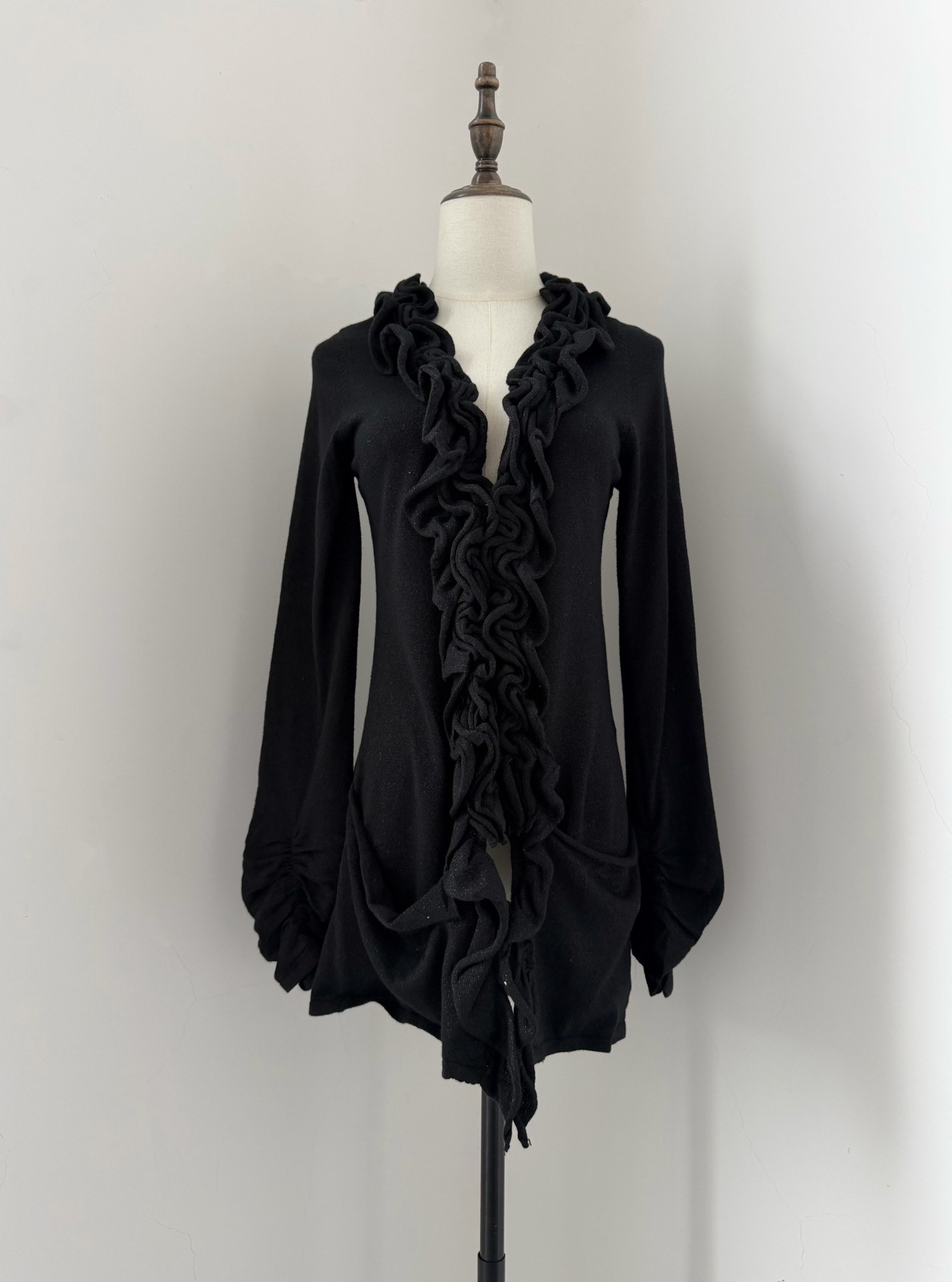 Y's 2001 Ruffled Wool Long-sleeve Top