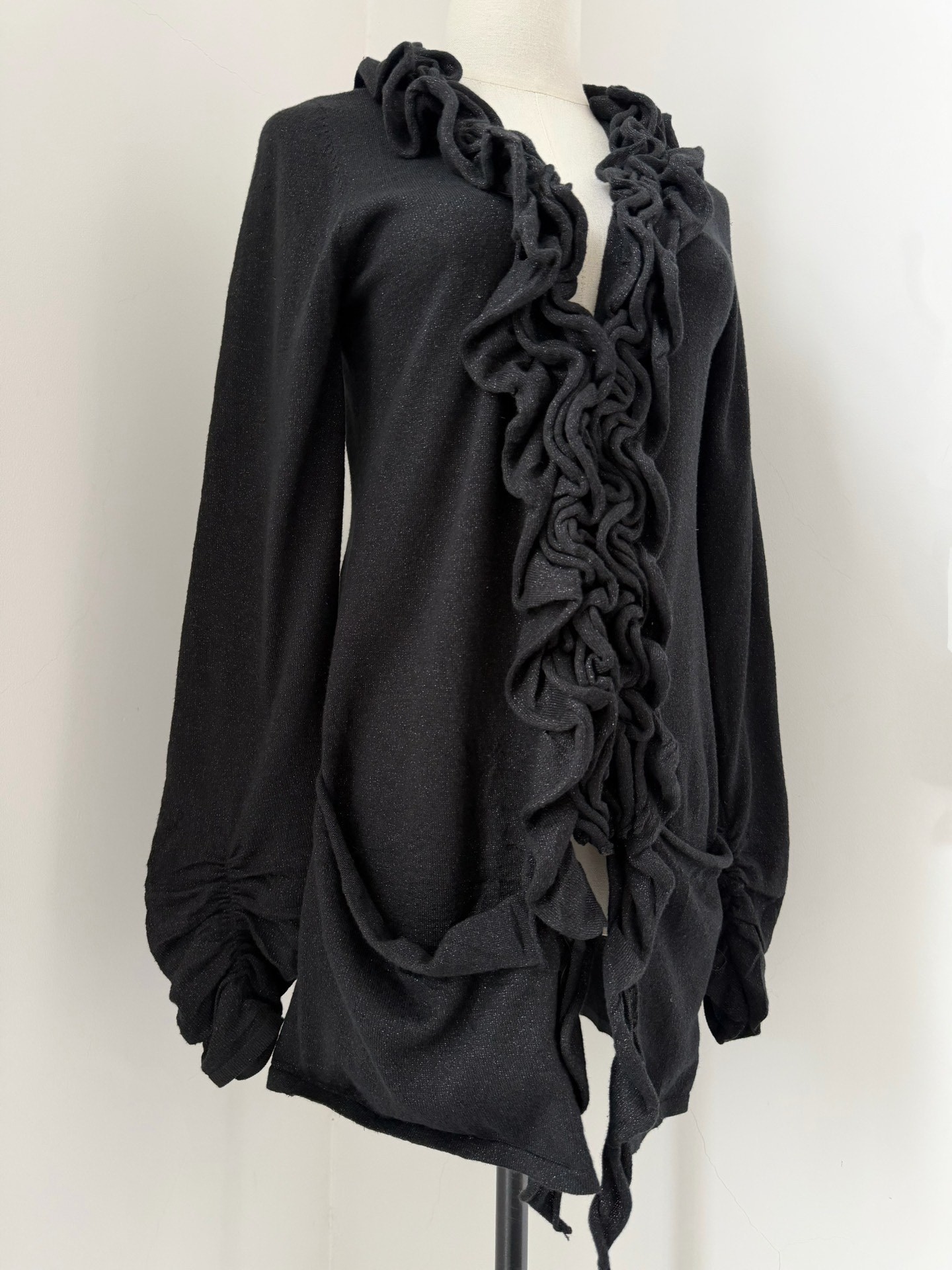 Y's 2001 Ruffled Wool Long-sleeve Top — back