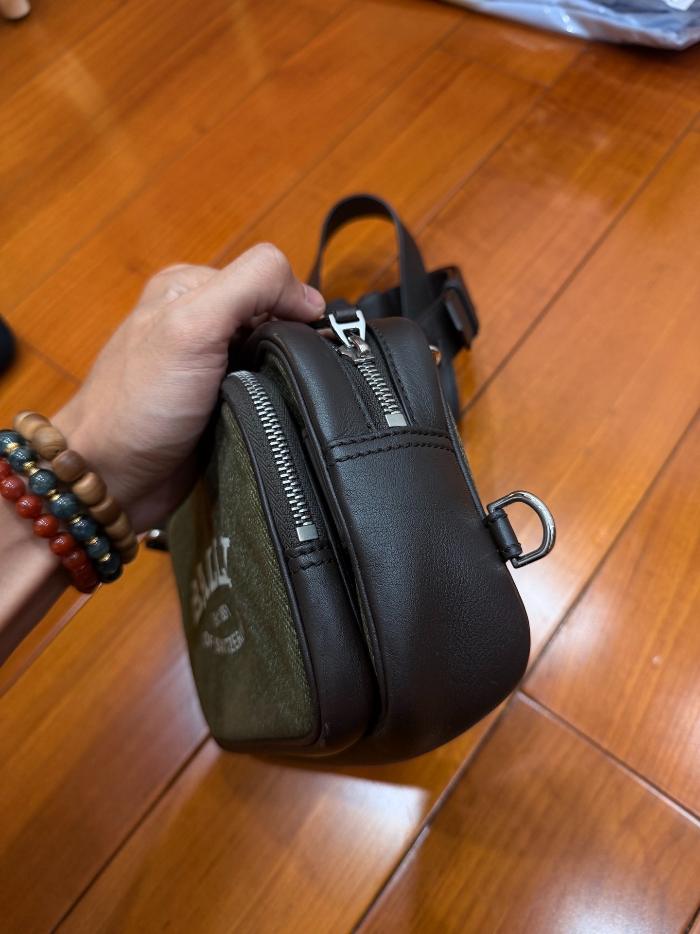 Bally Olive Green Crossbody Camera Bag — front