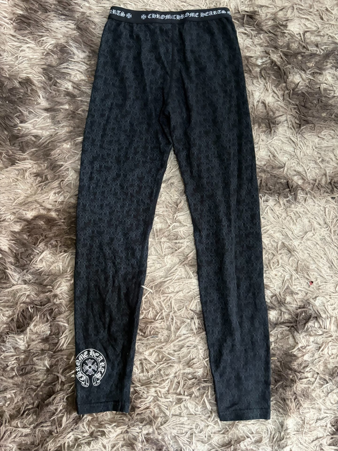 Chrome Hearts Black Cross Print Stretch Leggings