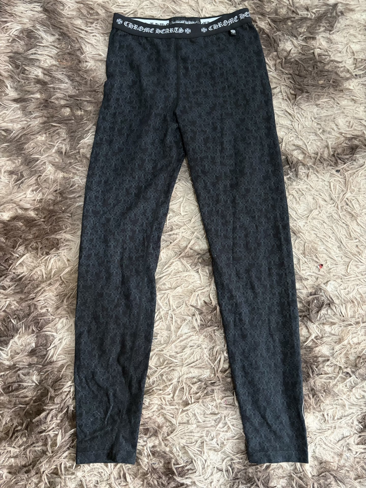 Chrome Hearts Black Cross Print Stretch Leggings — back