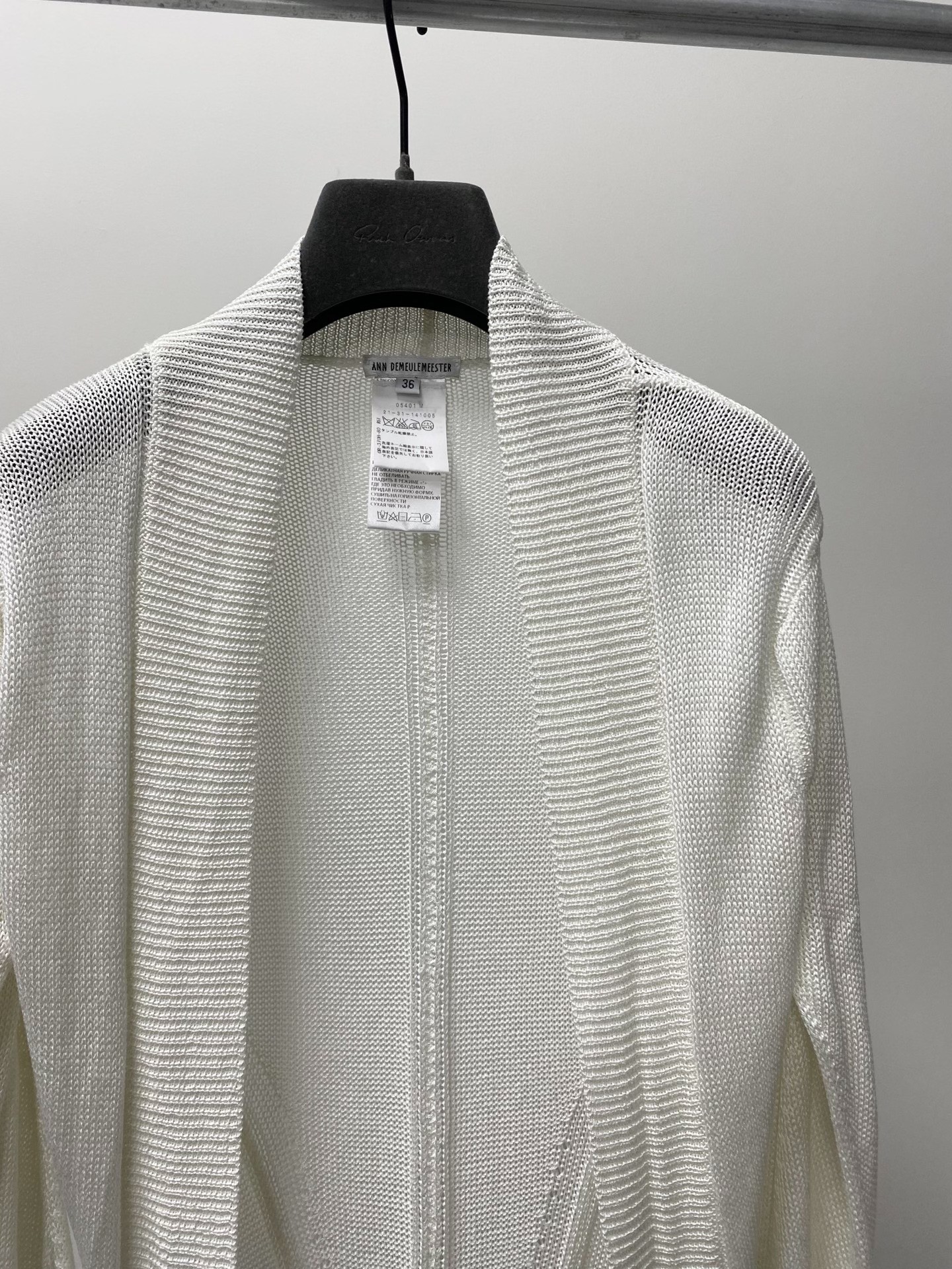 Ann Demeulemeester White Knit Cardigan — detail