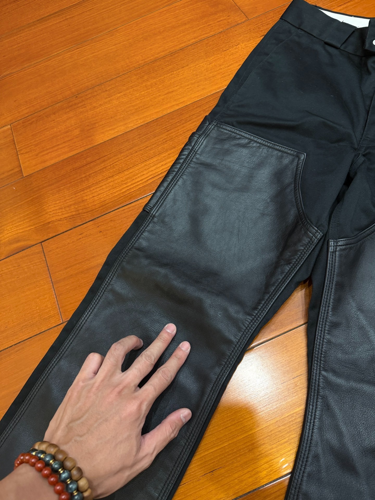 Vujade 005 Leather Panel Work Pants — back