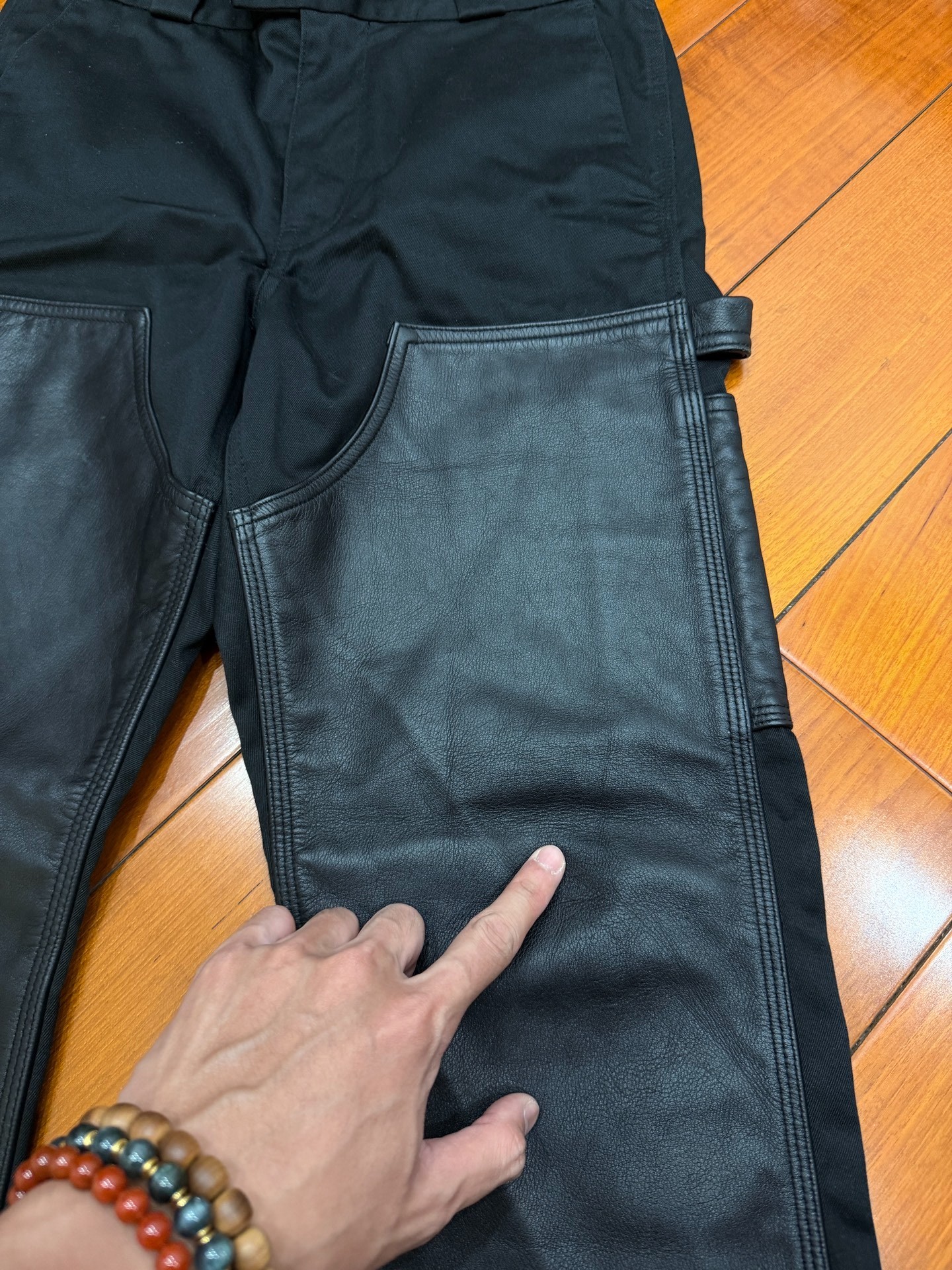 Vujade 005 Leather Panel Work Pants — detail