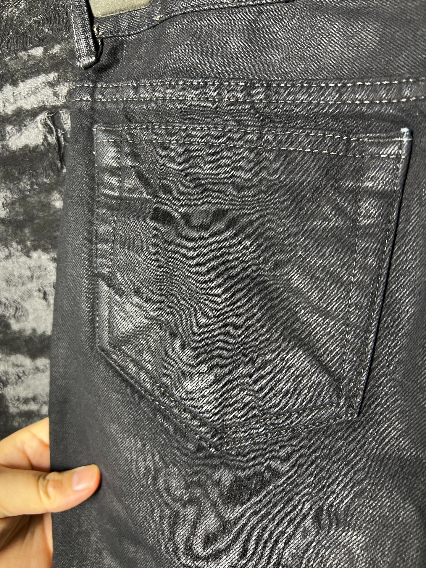 Rick Owens 14FW Tyrone Collage Denim Jeans — detail