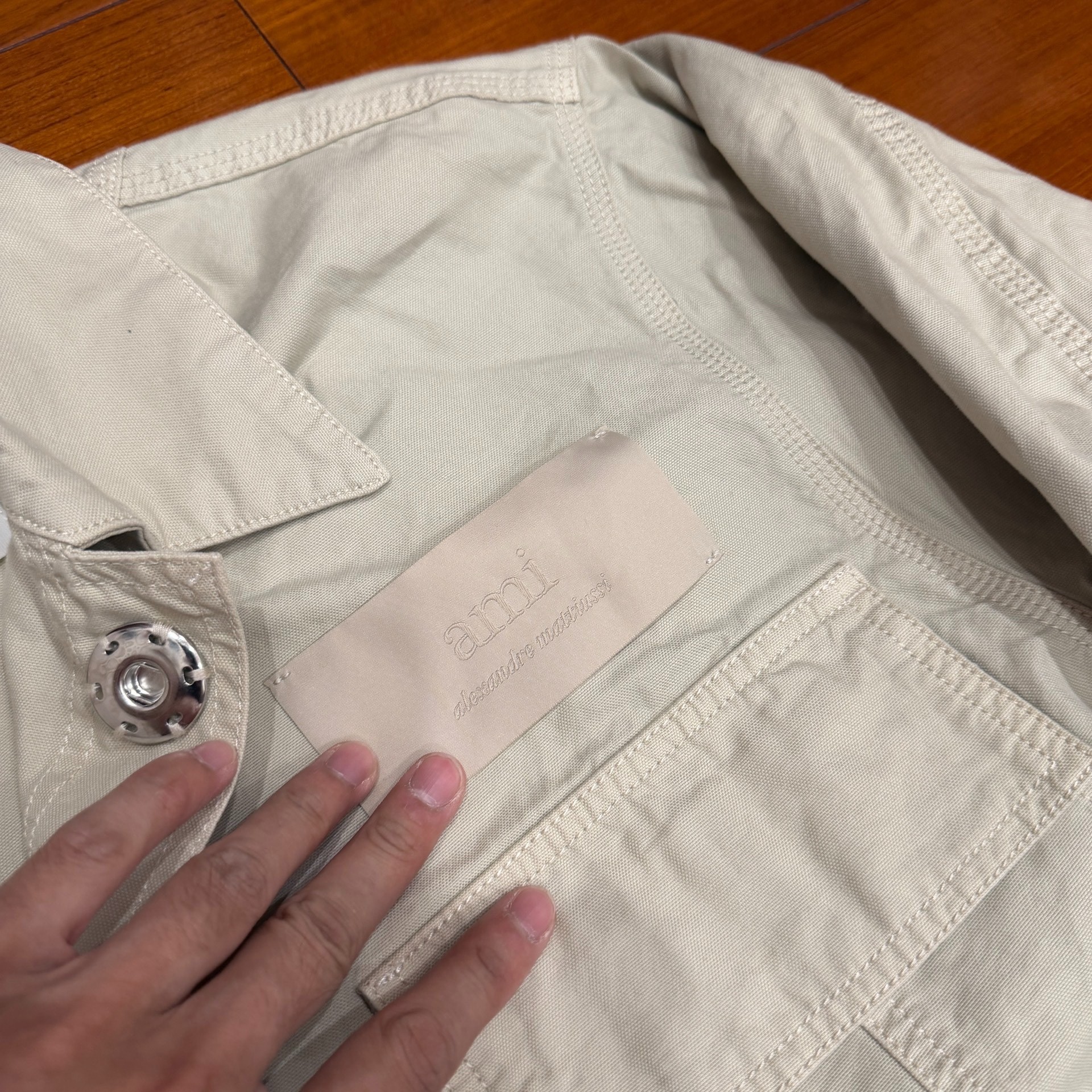 AMI Beige Four-Pocket Utility Jacket — label