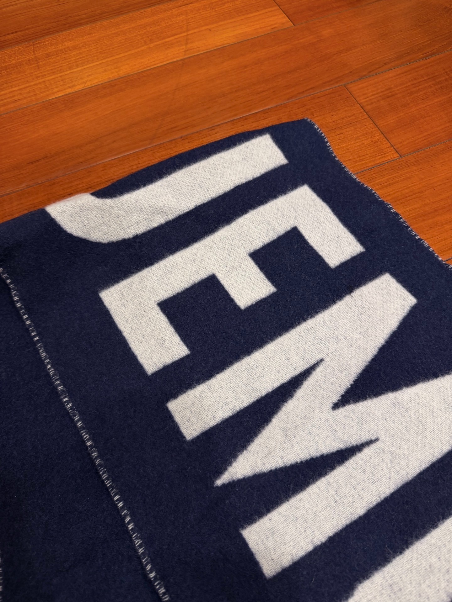 Jacquemus Navy Fringed Scarf — front
