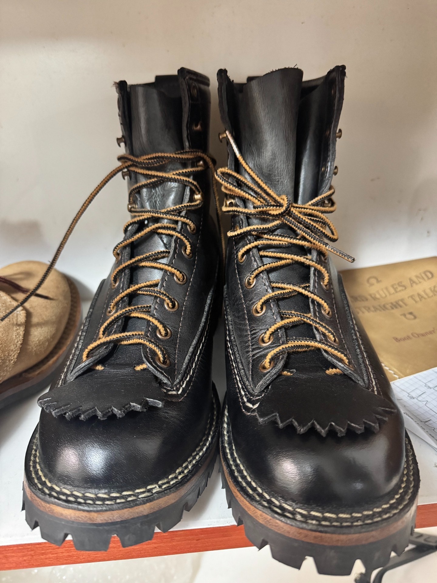 Wesco Short Face Black Leather Boots