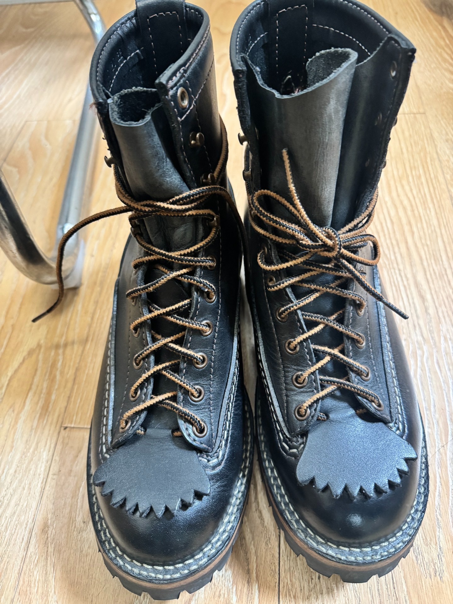 Wesco Short Face Black Leather Boots — label