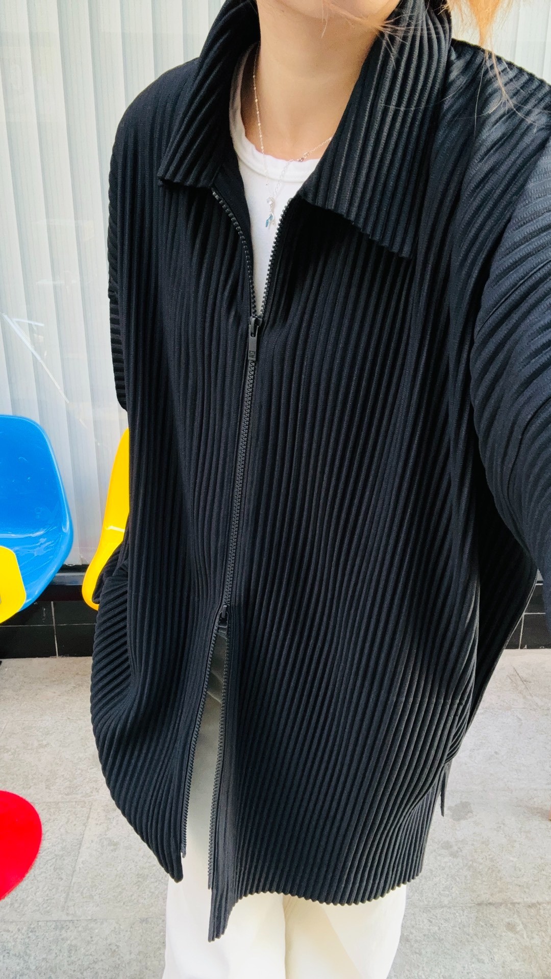 Issey Miyake Pleated Zip Jacket — front