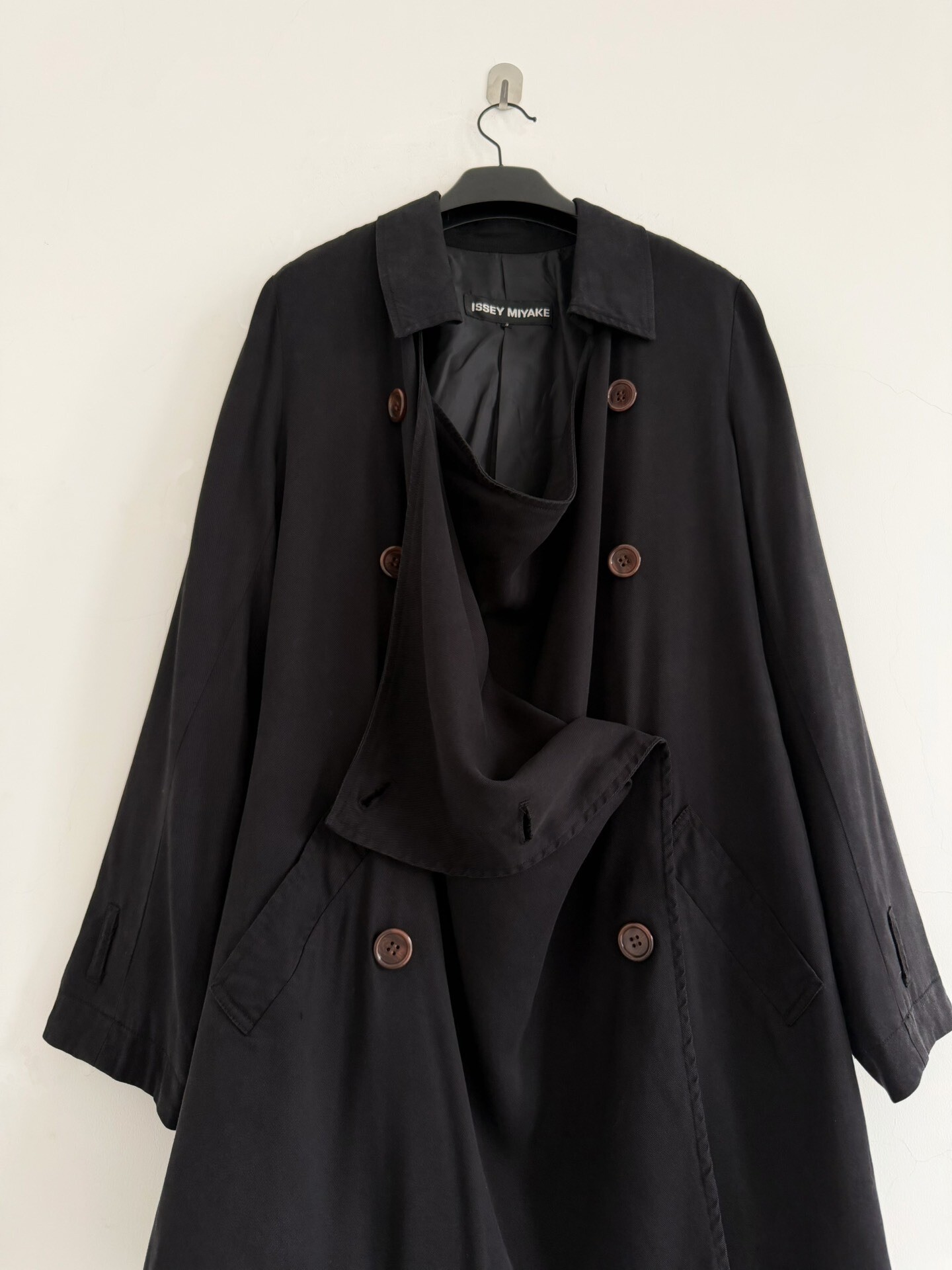 Issey Miyake 2005 Draped Collar Trench Coat — back