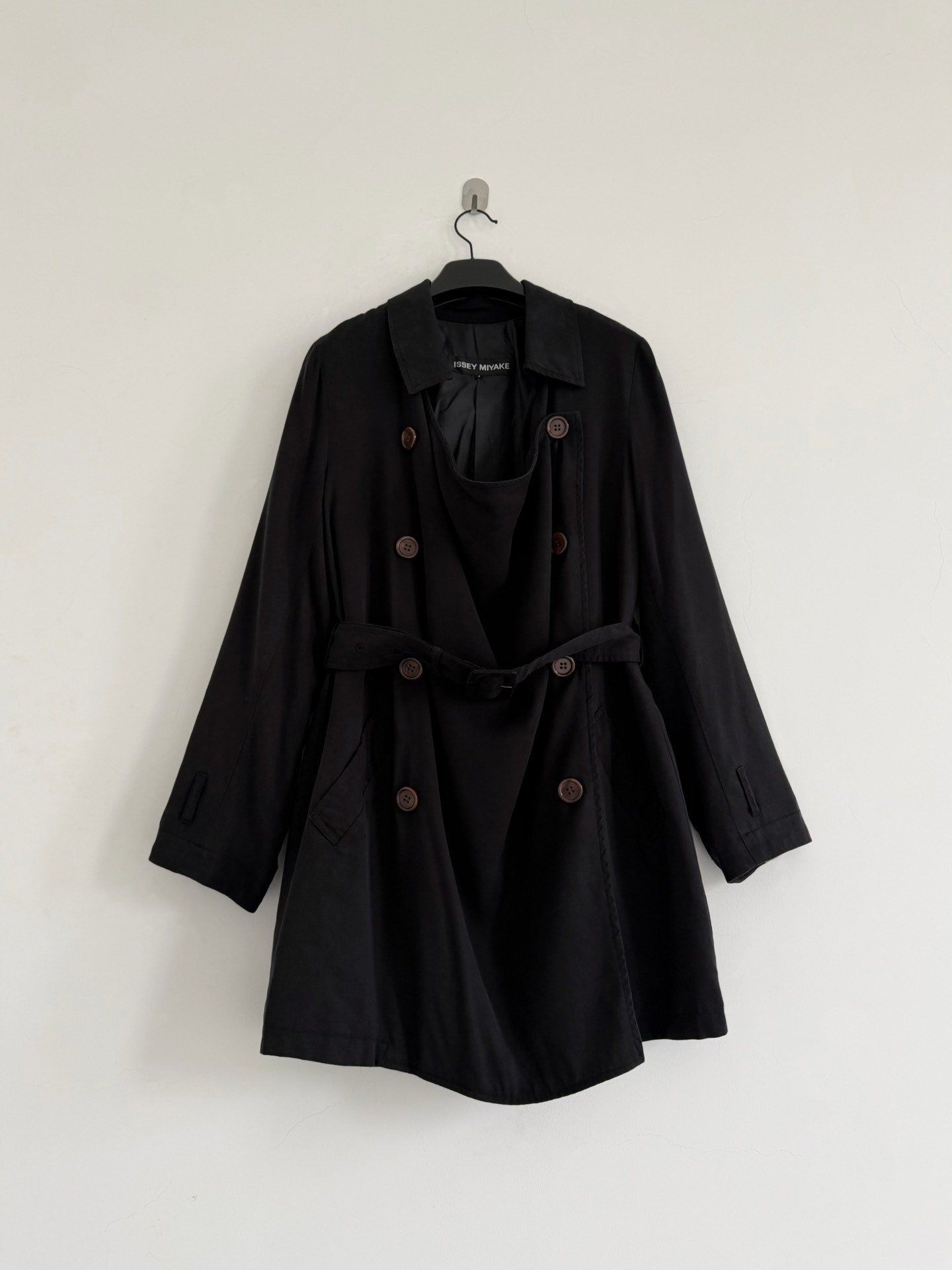 Issey Miyake 2005 Draped Collar Trench Coat