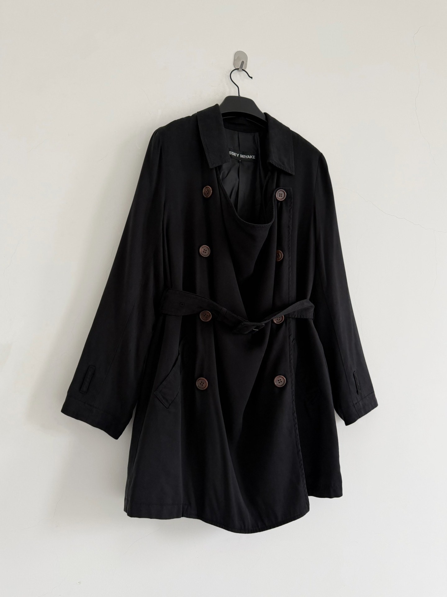 Issey Miyake 2005 Draped Collar Trench Coat — front
