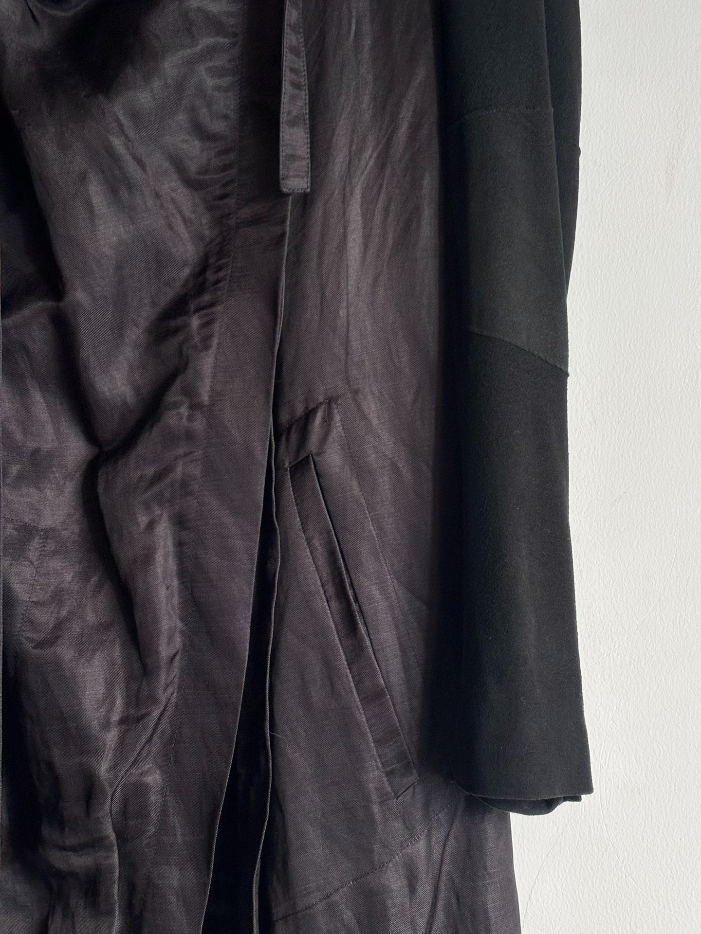 Helmut Lang Suede Panel Trench Coat — label