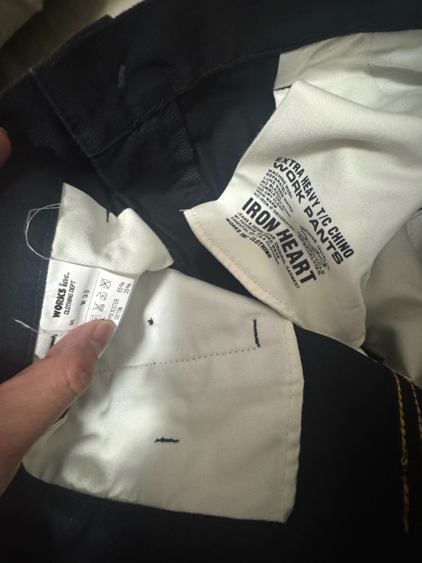 Iron Heart Black Chino Pants — label