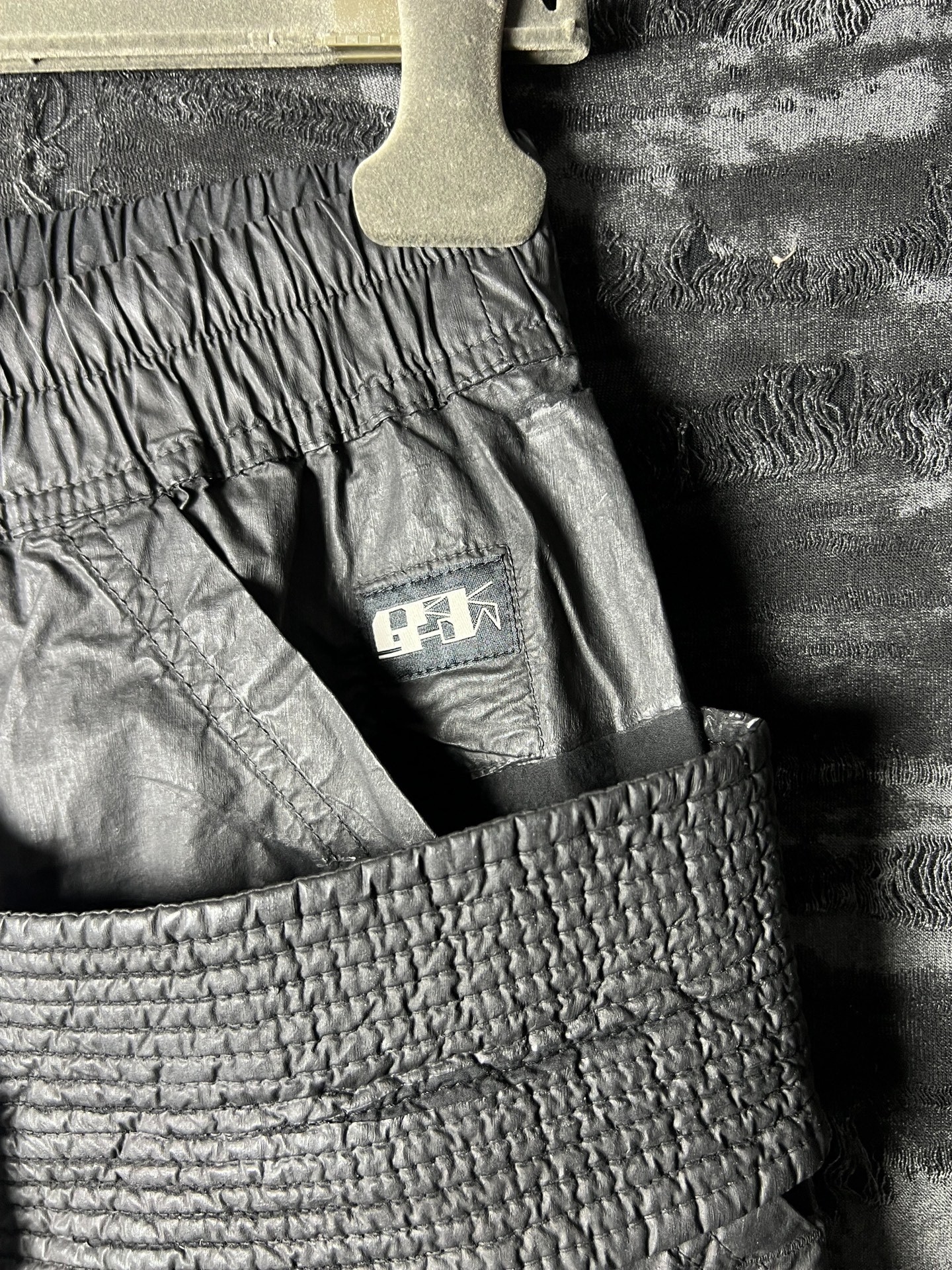 Rick Owens 21ss Waxed Double Ring Pants — label
