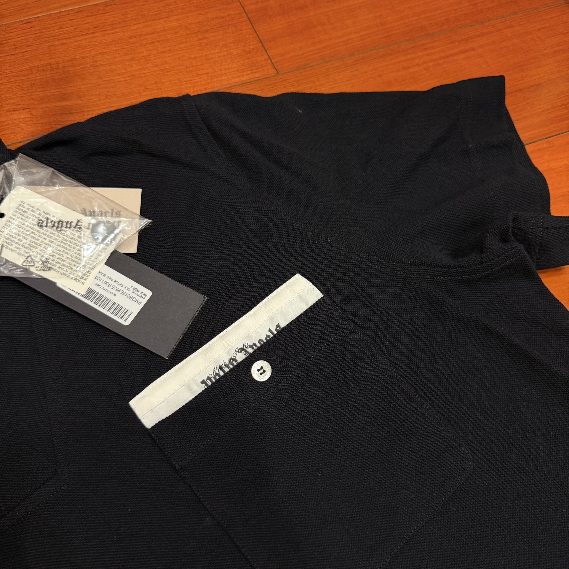 Palm Angels Oversized Black Short-Sleeve Polo — detail