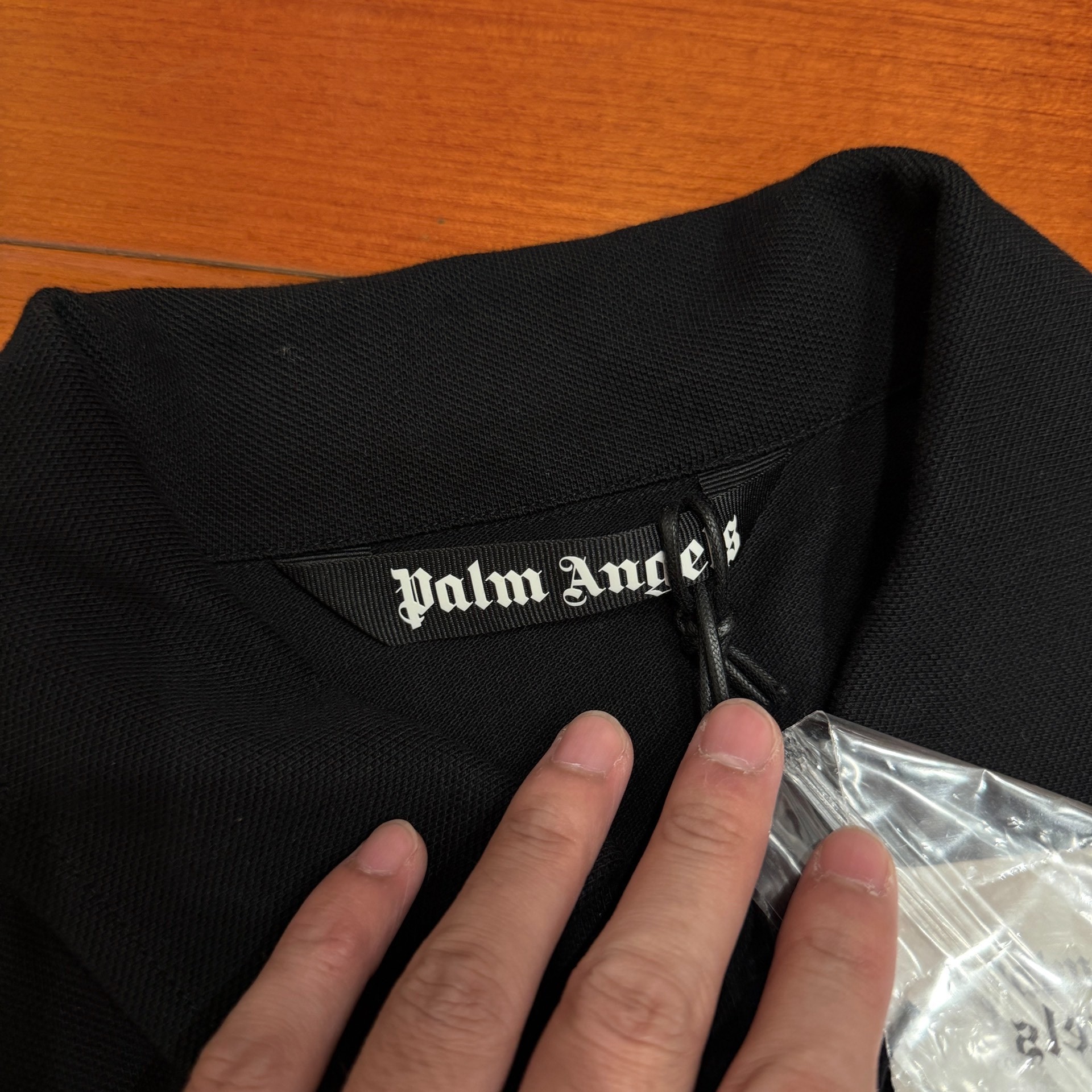 Palm Angels Oversized Black Short-Sleeve Polo — label