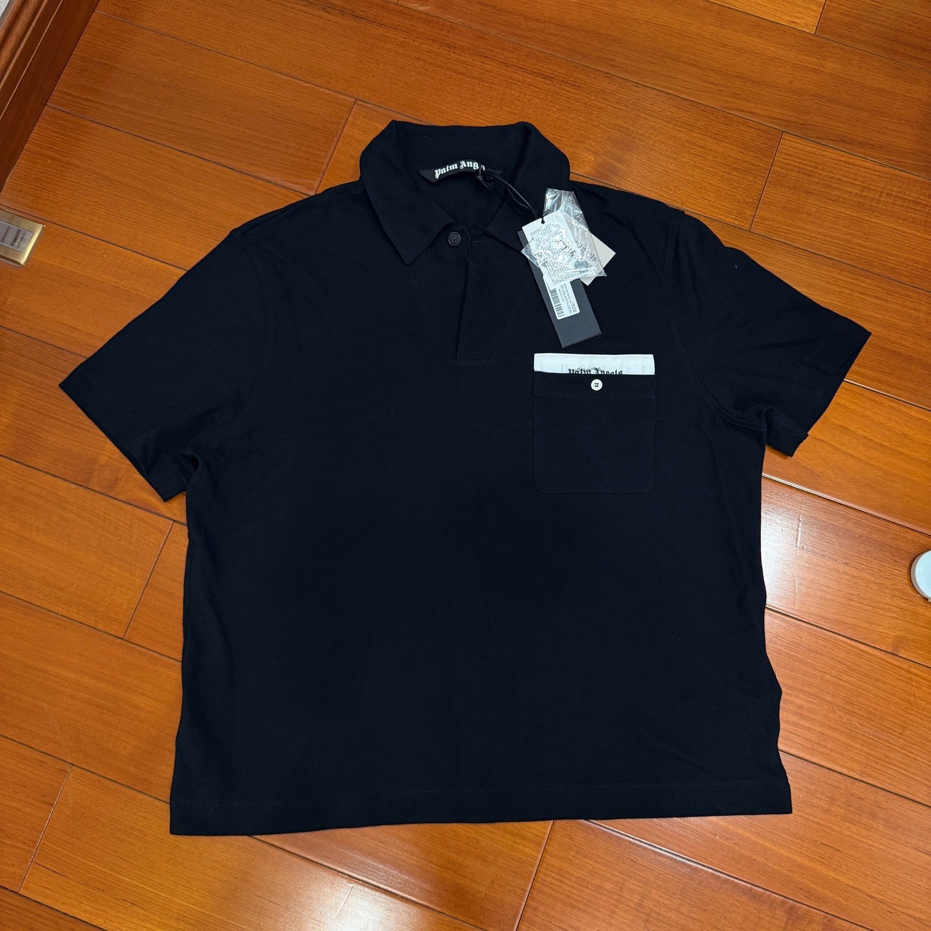 Palm Angels Oversized Black Short-Sleeve Polo