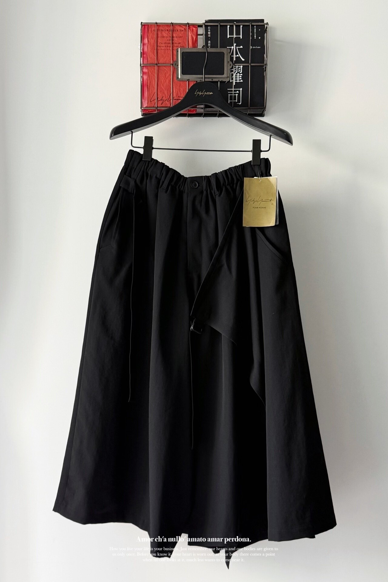 Yohji Yamamoto 23AW Black Skirt Pant — detail