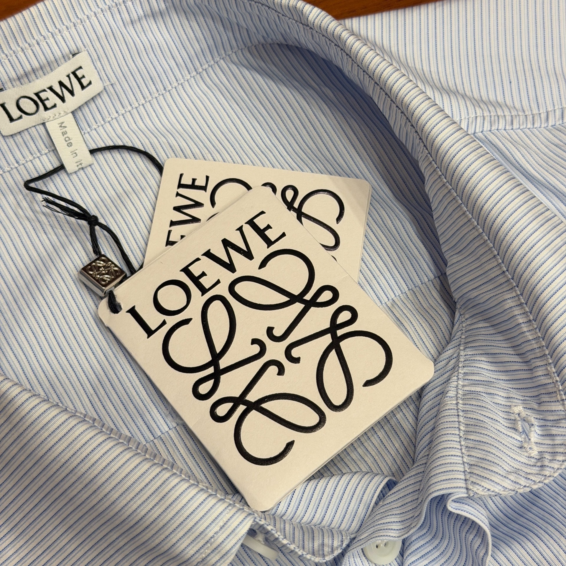 LOEWE Striped Asymmetric Long-sleeve Shirt — label