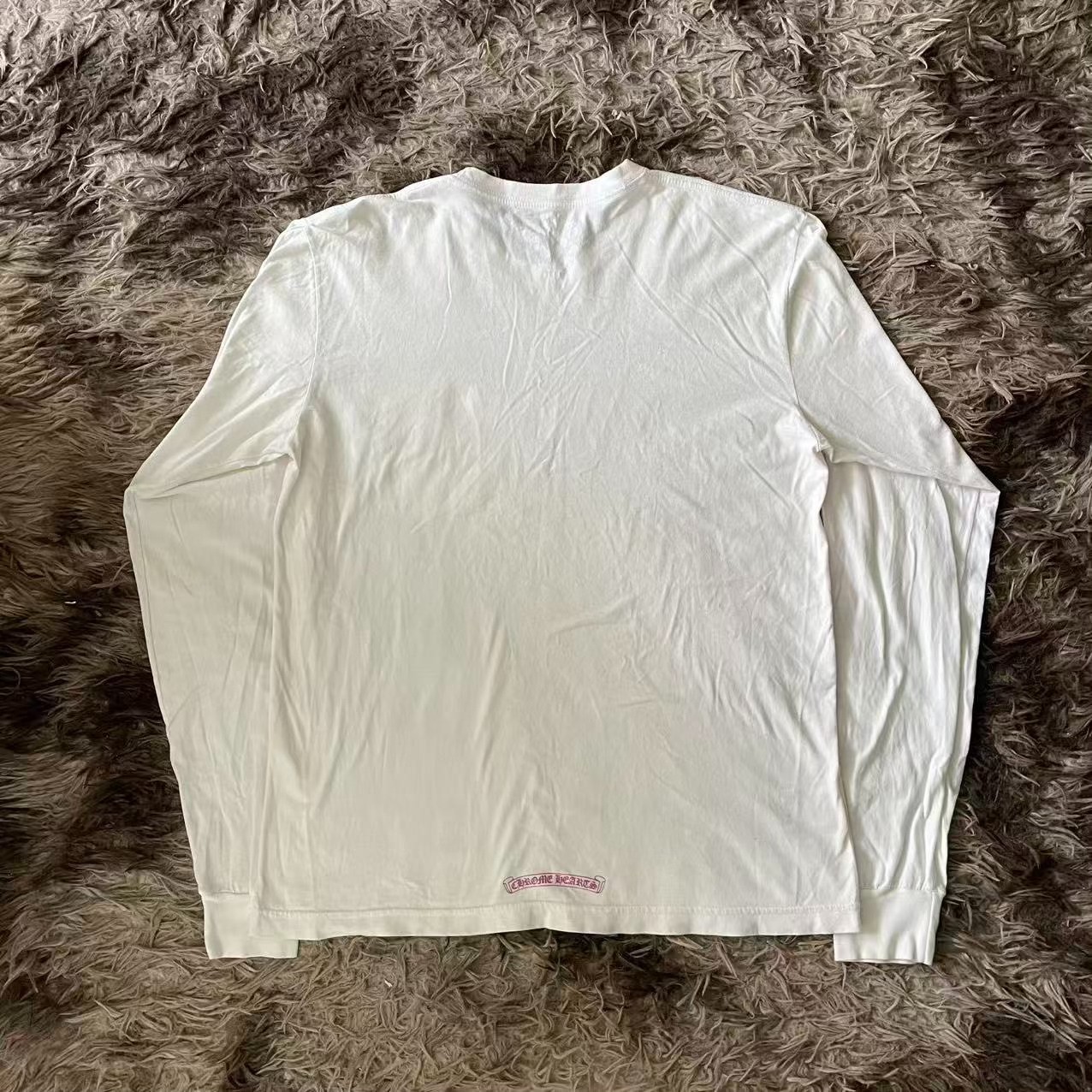 Chrome Hearts Purple Accent White Long Sleeve Tee — front