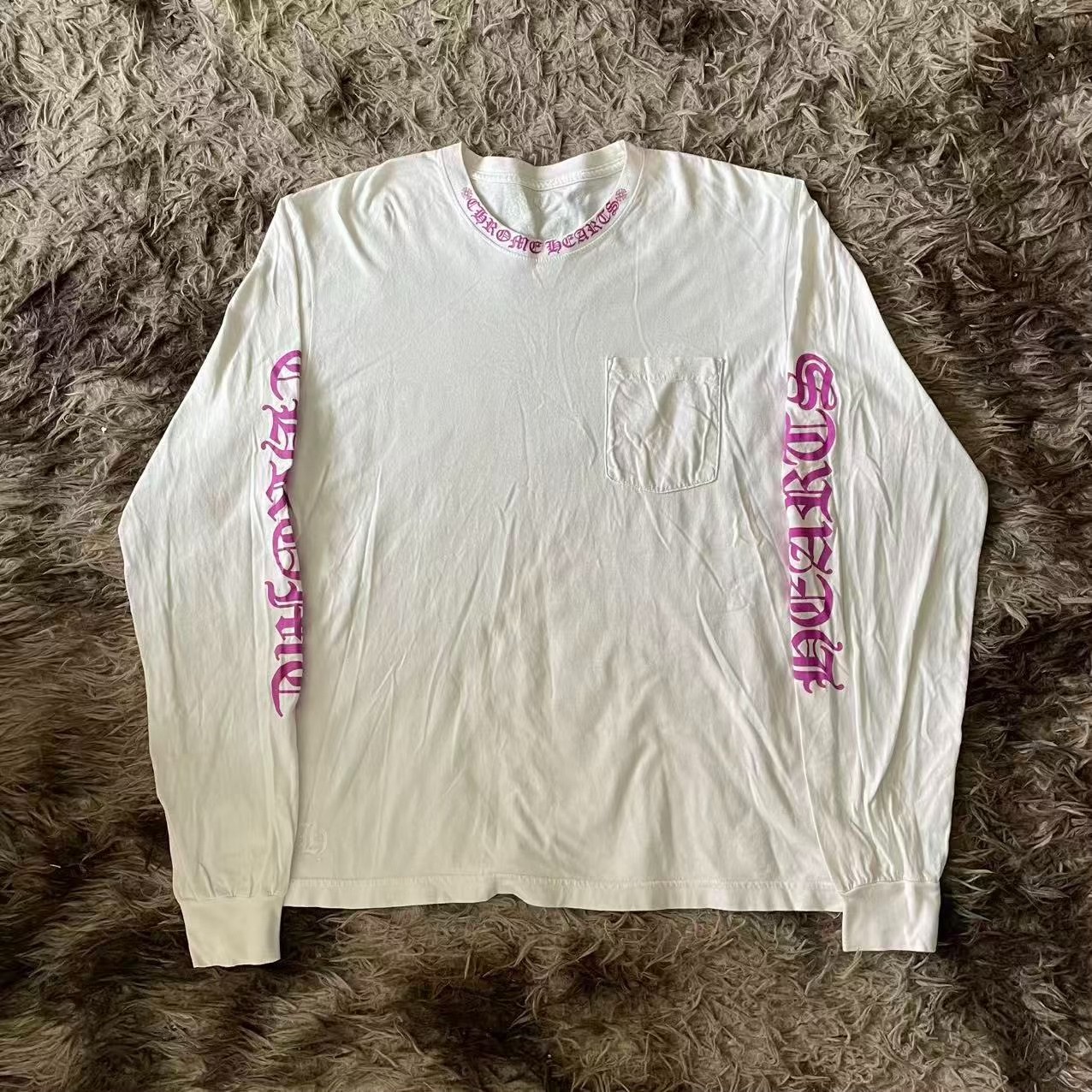 Chrome Hearts Purple Accent White Long Sleeve Tee