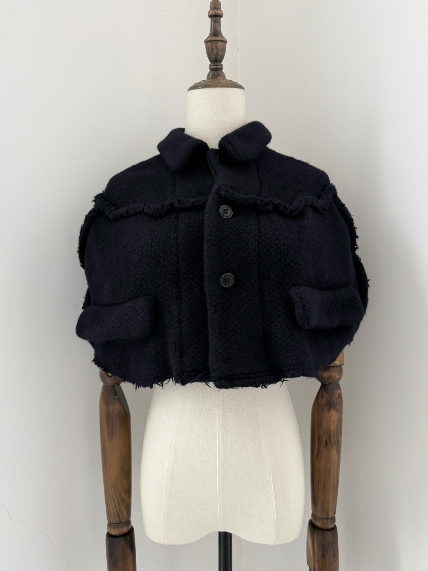 Comme des Garcons 2002 Wool Cape Top — detail