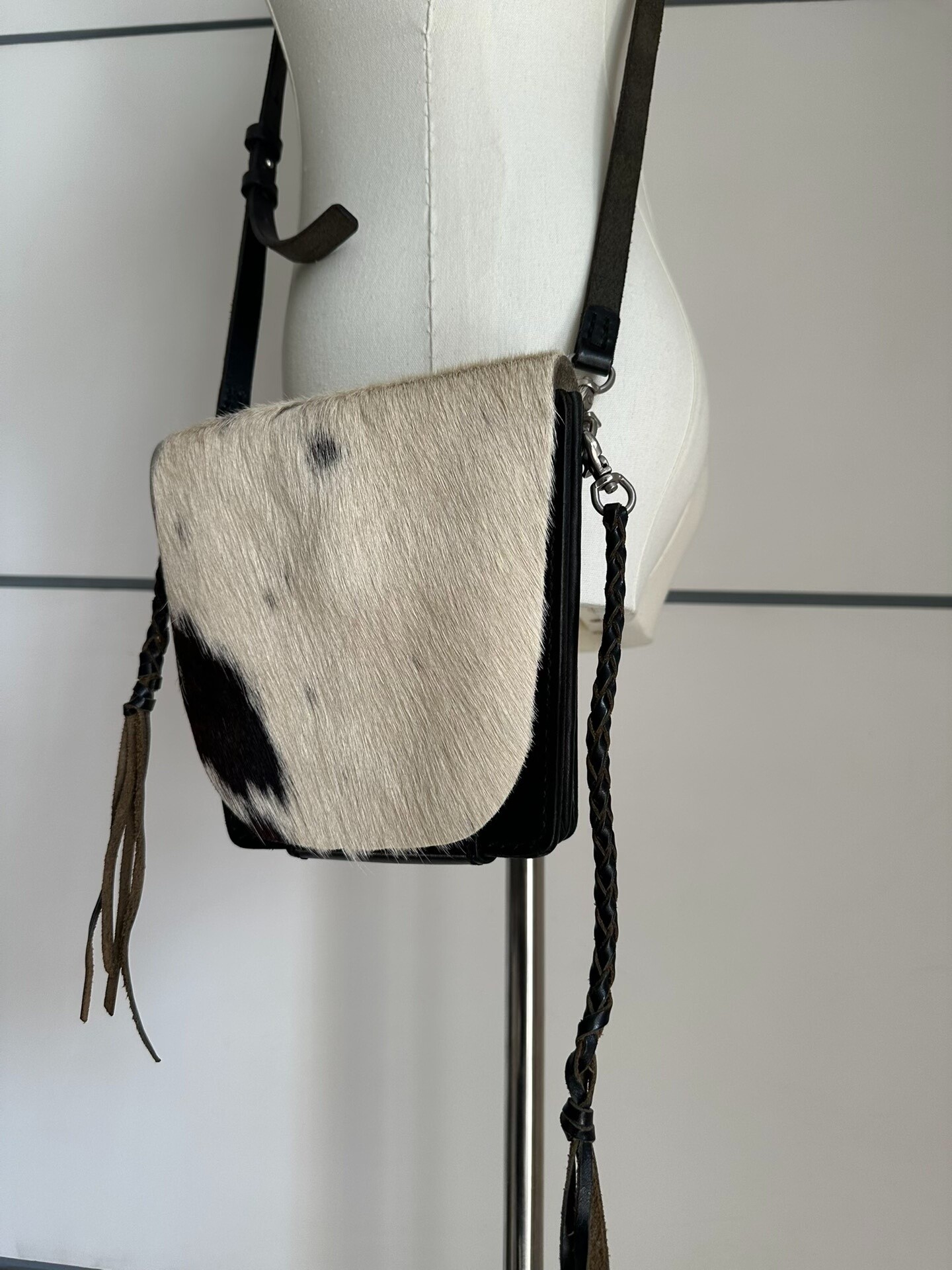 Y's Yohji Yamamoto Cow-Print Horsehair Bag