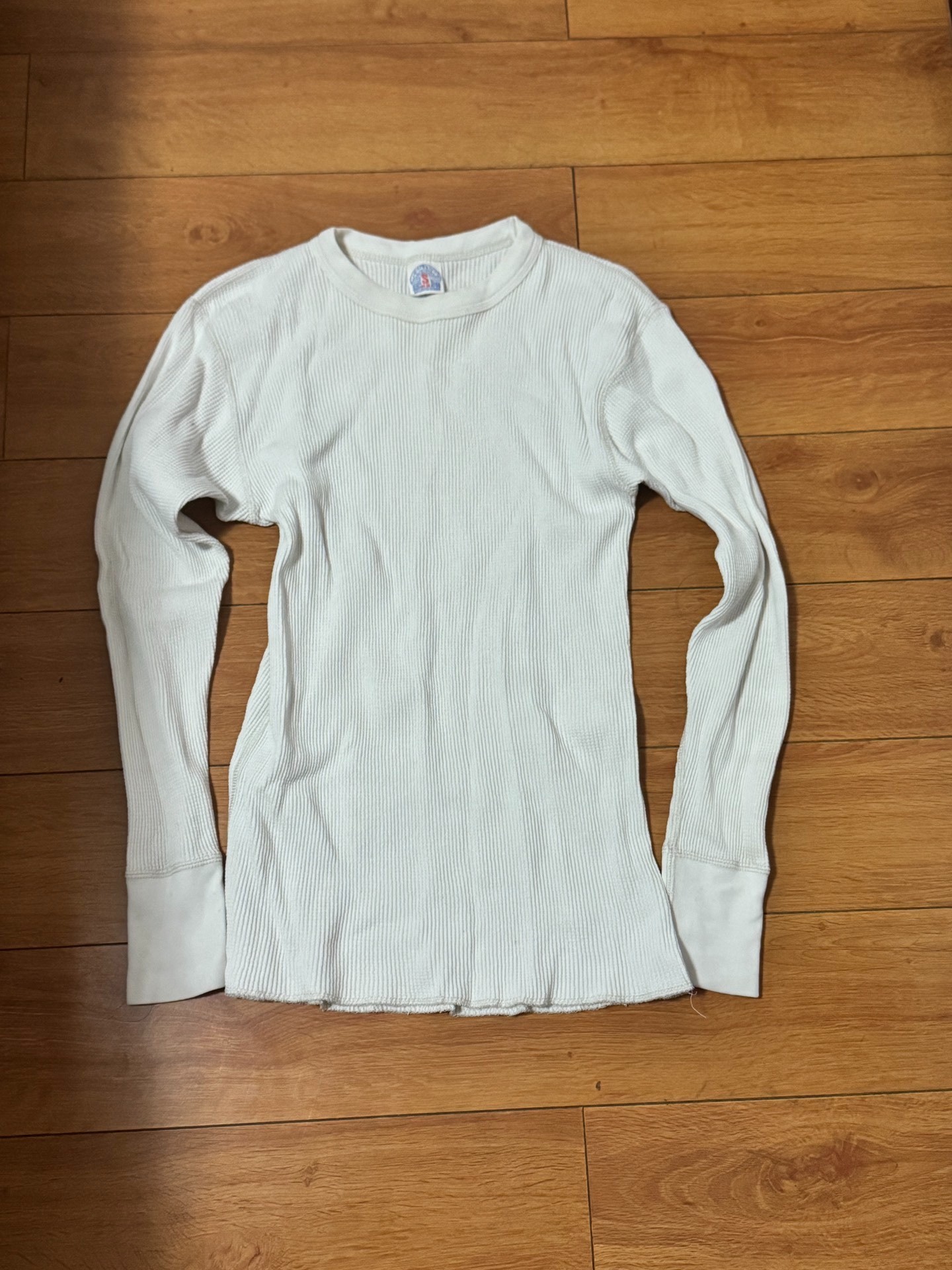 Freewheelers Waffle White Long-sleeve Tee