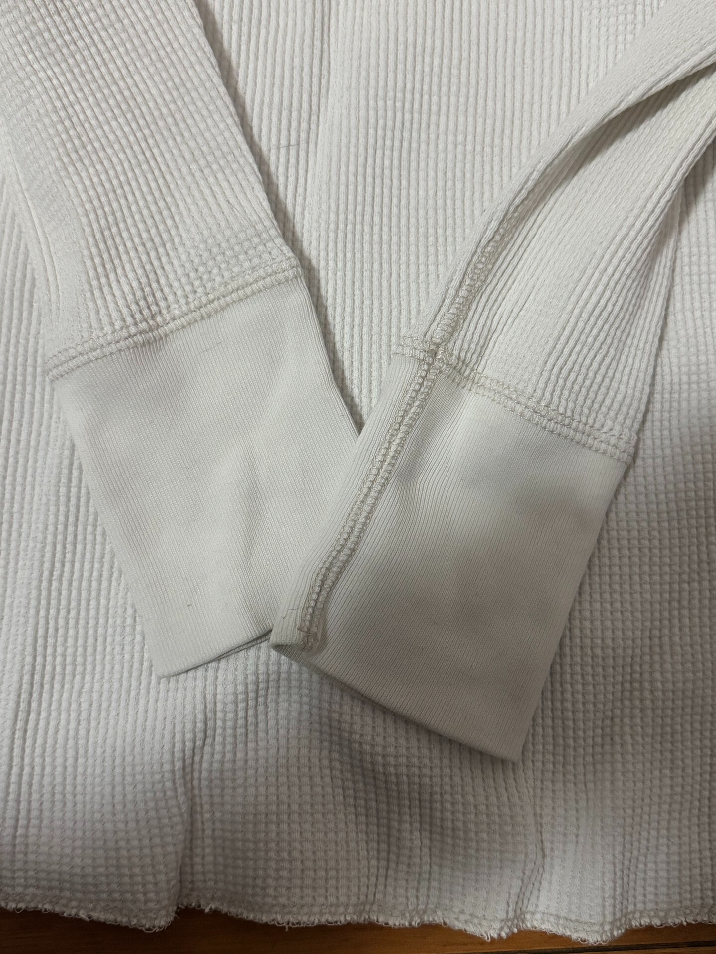 Freewheelers Waffle White Long-sleeve Tee — back
