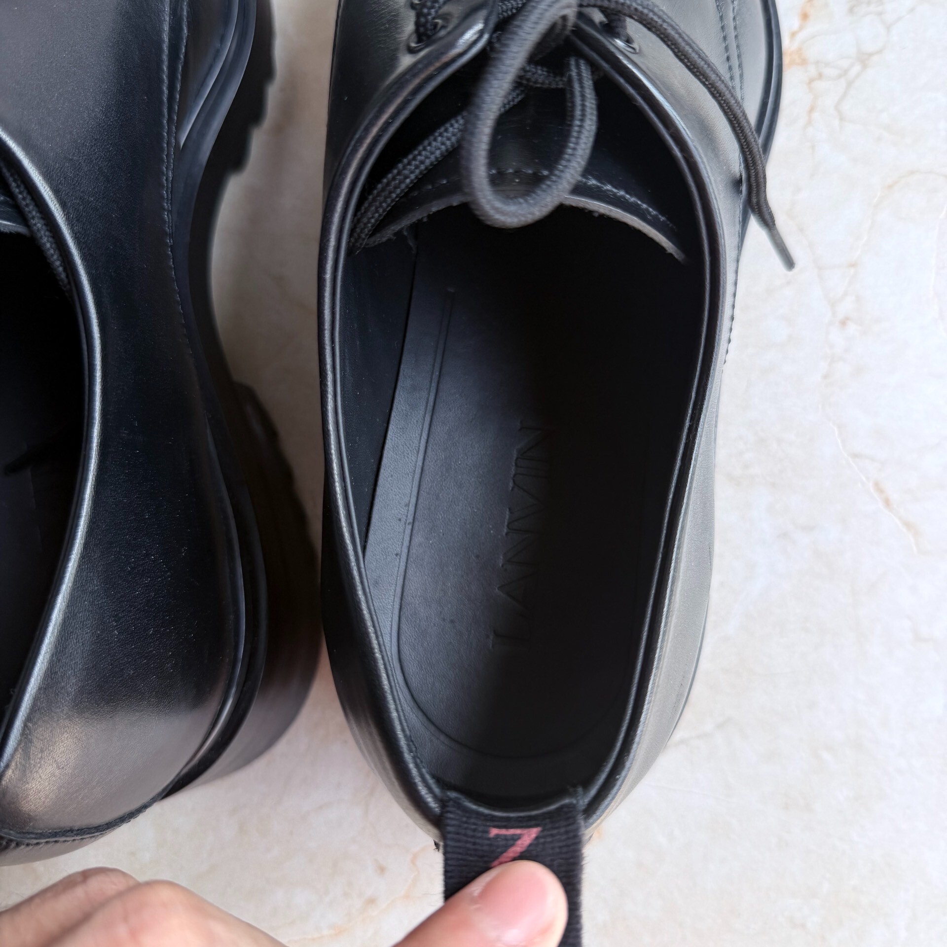 Lanvin Black Leather Derby Shoes — back
