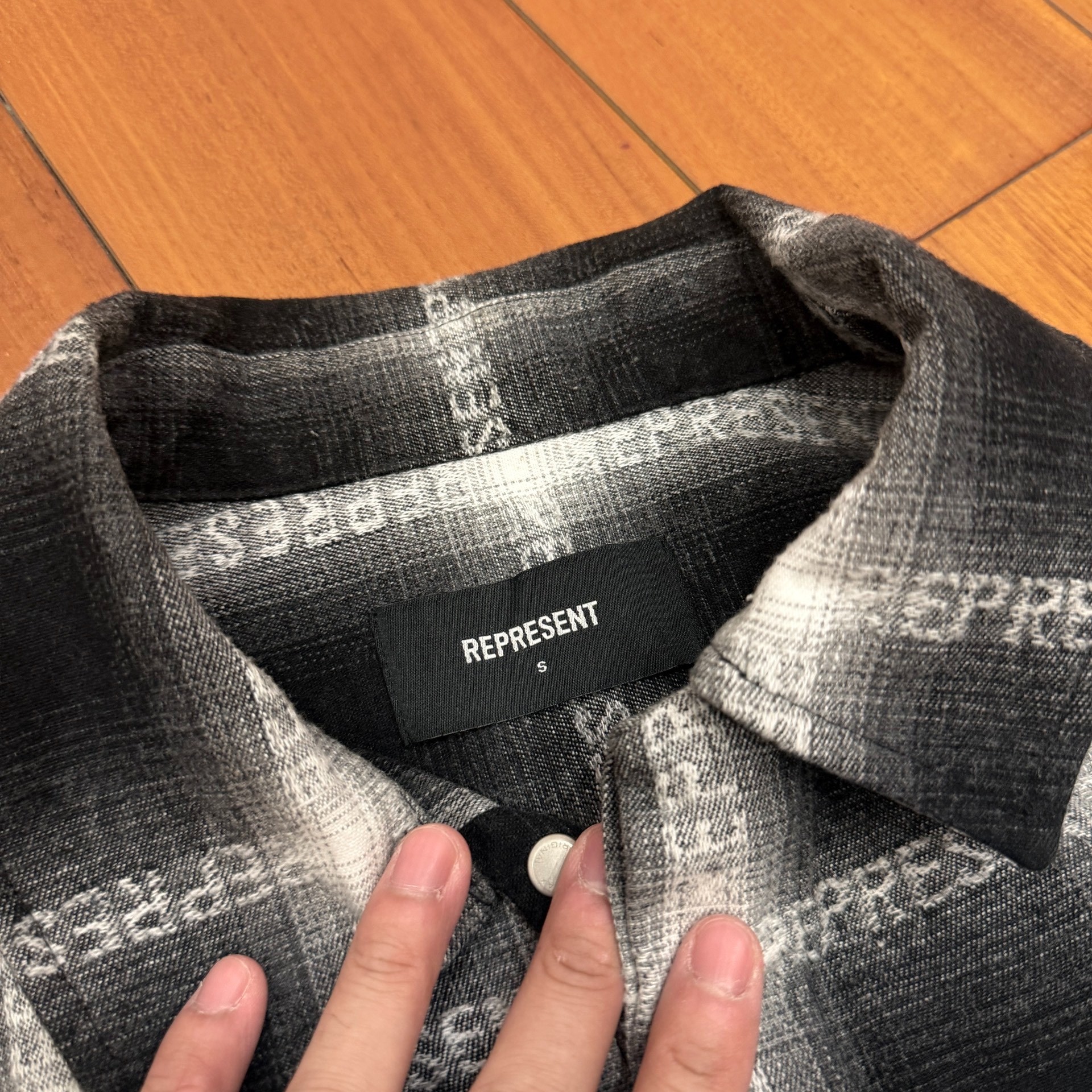 Represent Black White Plaid Shirt Jacket — back