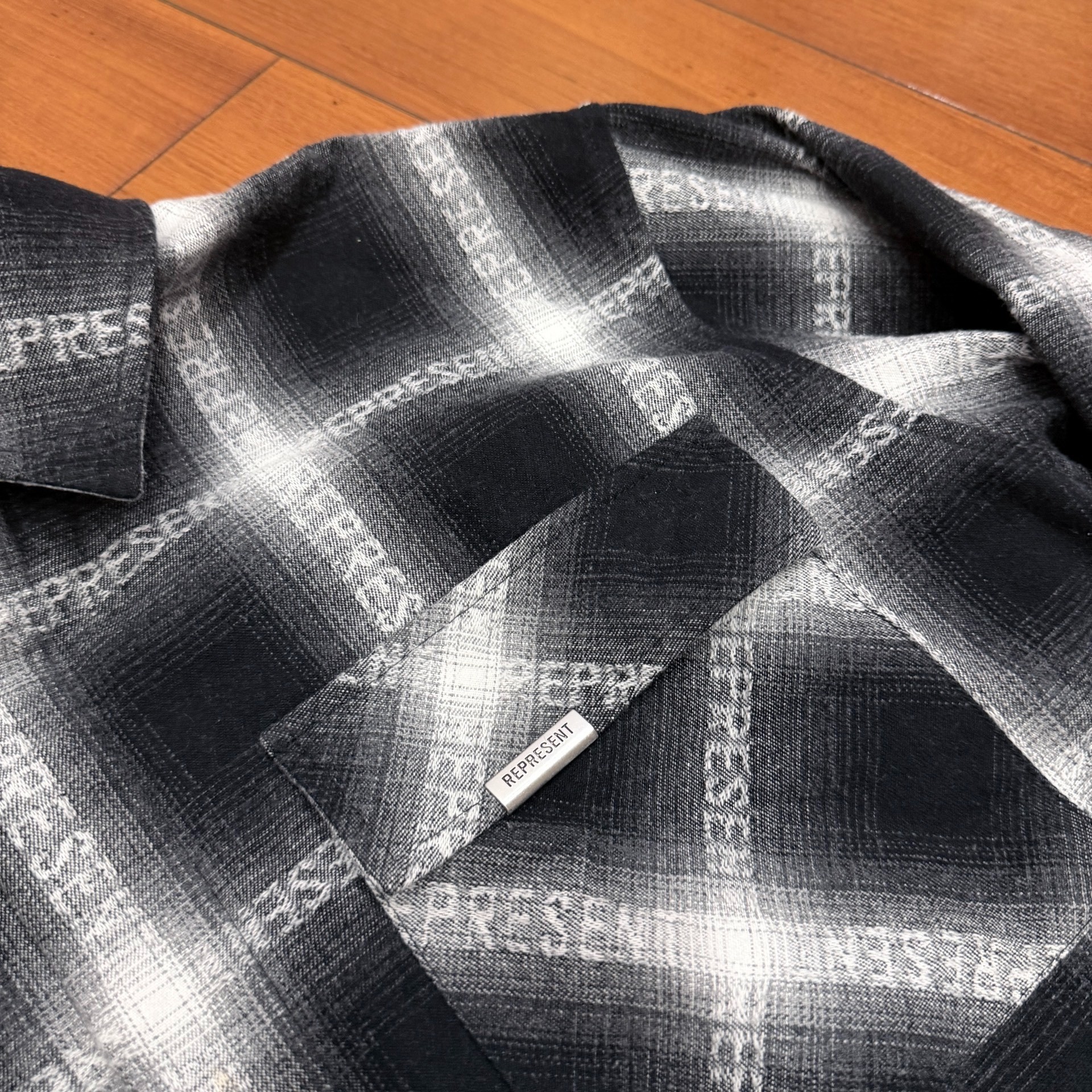 Represent Black White Plaid Shirt Jacket — detail