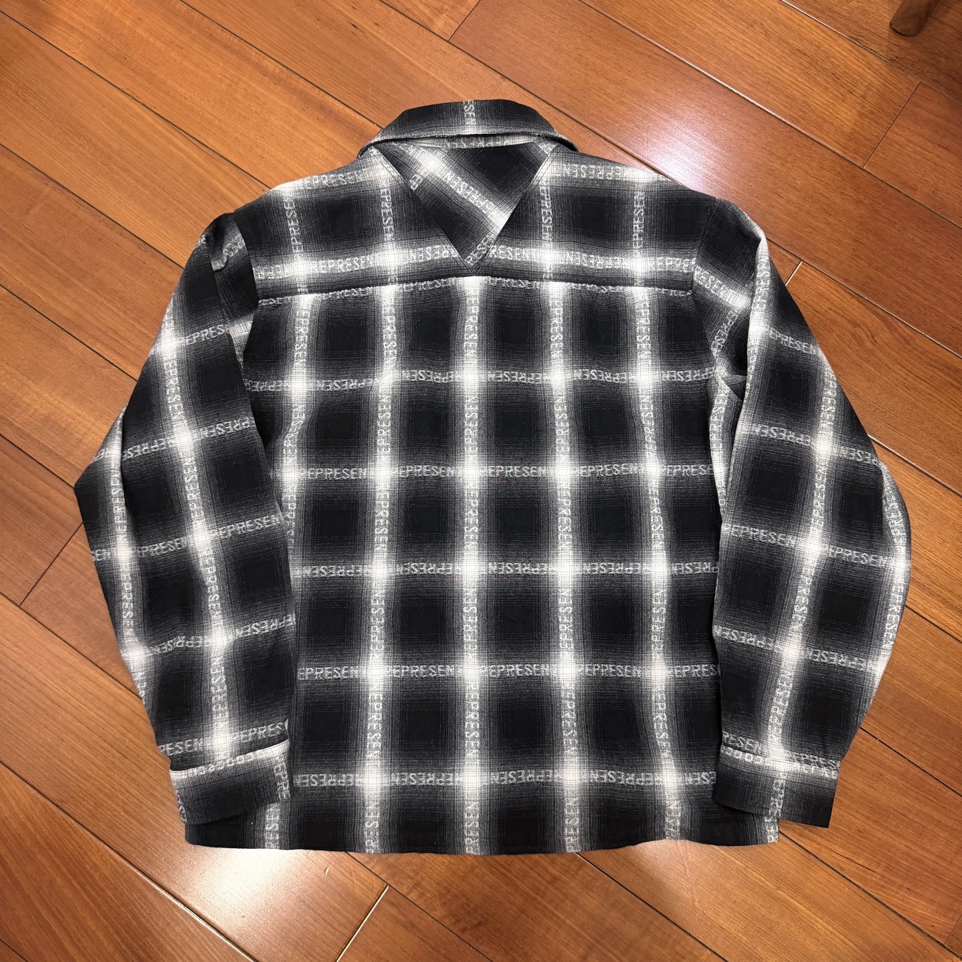 Represent Black White Plaid Shirt Jacket — front