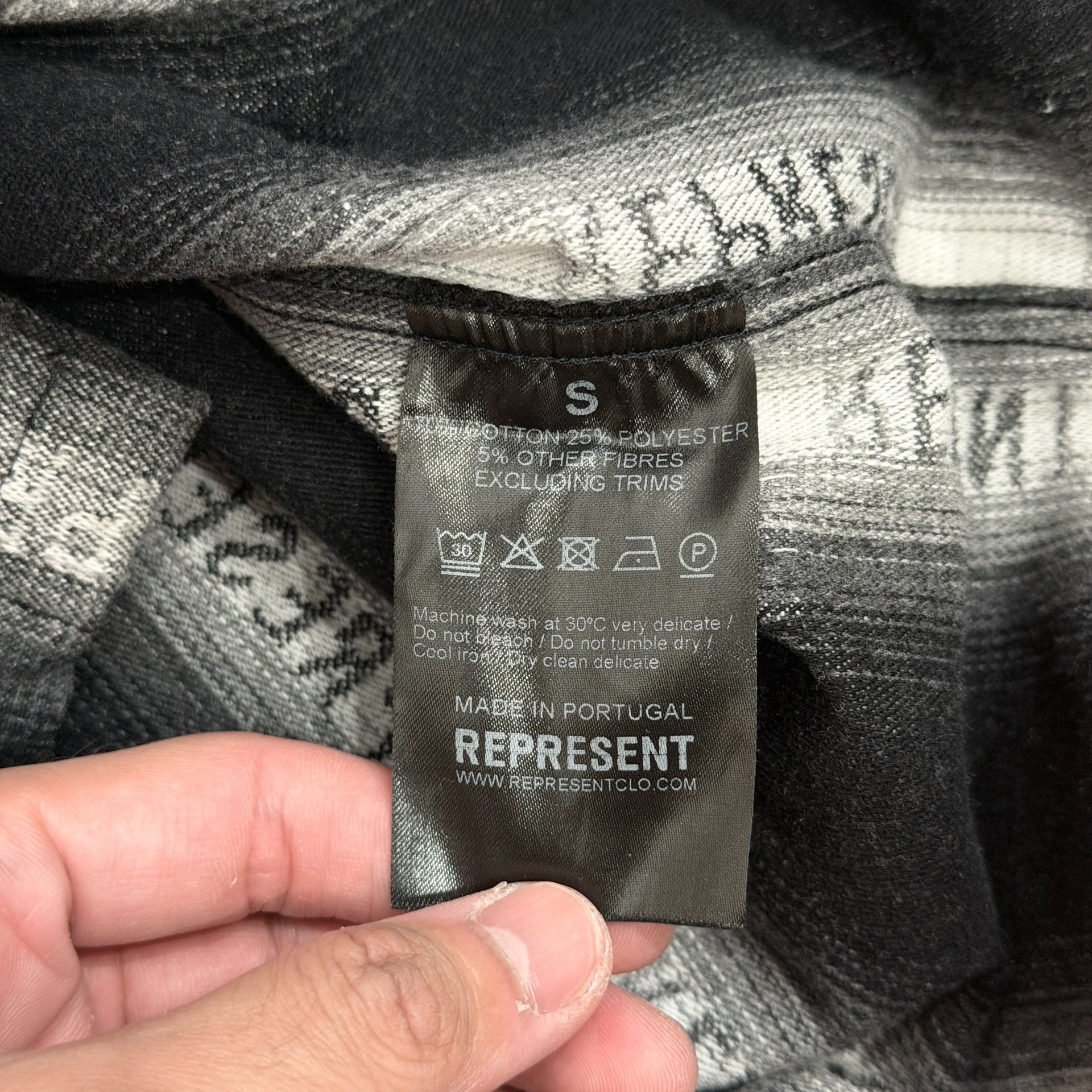 Represent Black White Plaid Shirt Jacket — label
