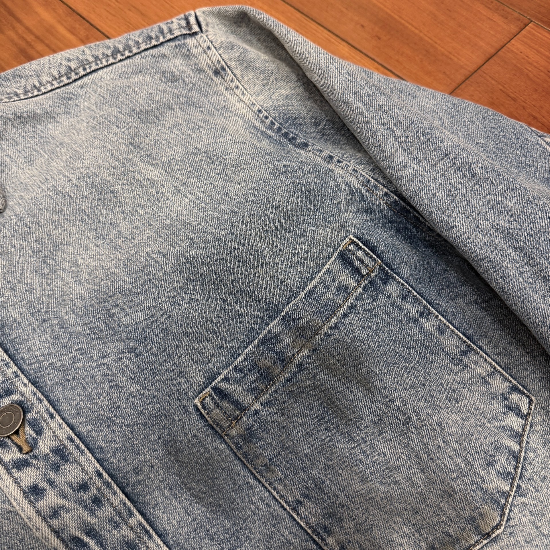 Distressed Light Blue Denim Shirt Jacket — back