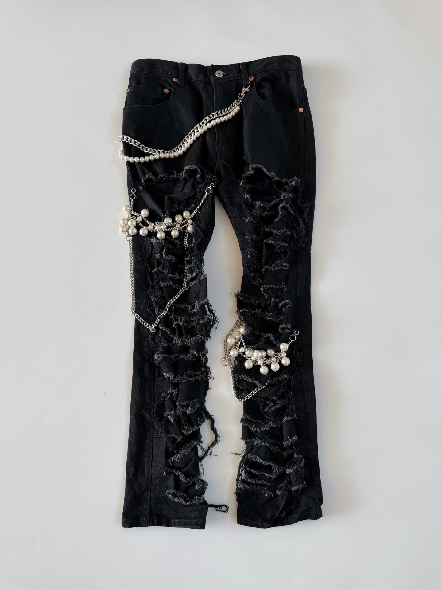 Junya Watanabe Distressed Beaded Jeans