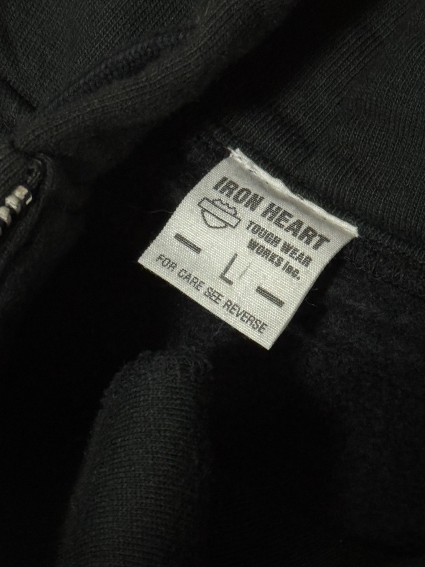 Iron Heart Black Zip-Up Hoodie — label