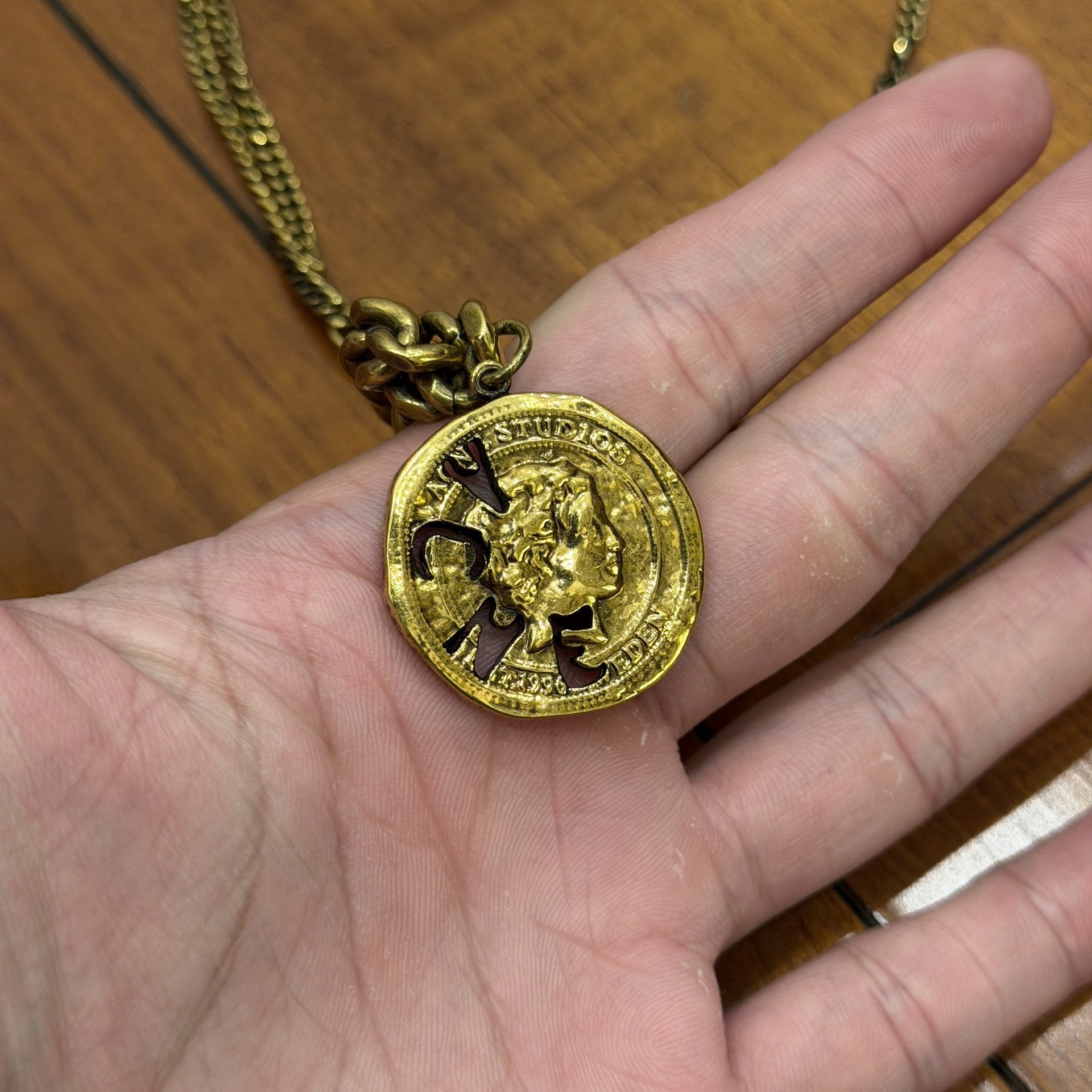 Acne Studio Gold Coin Cuban Necklace — detail