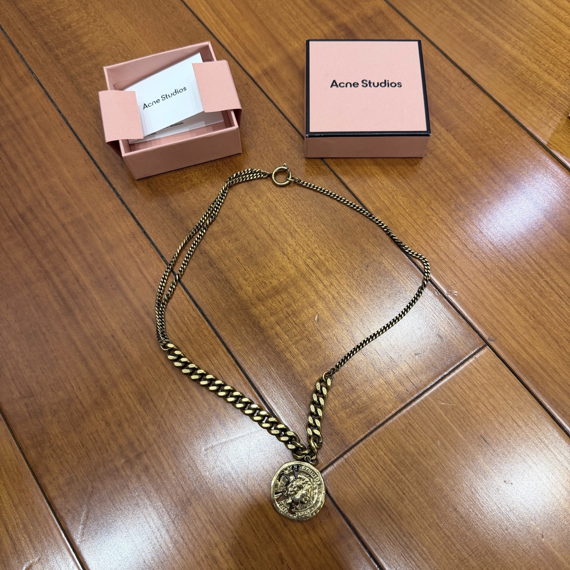 Acne Studio Gold Coin Cuban Necklace — back
