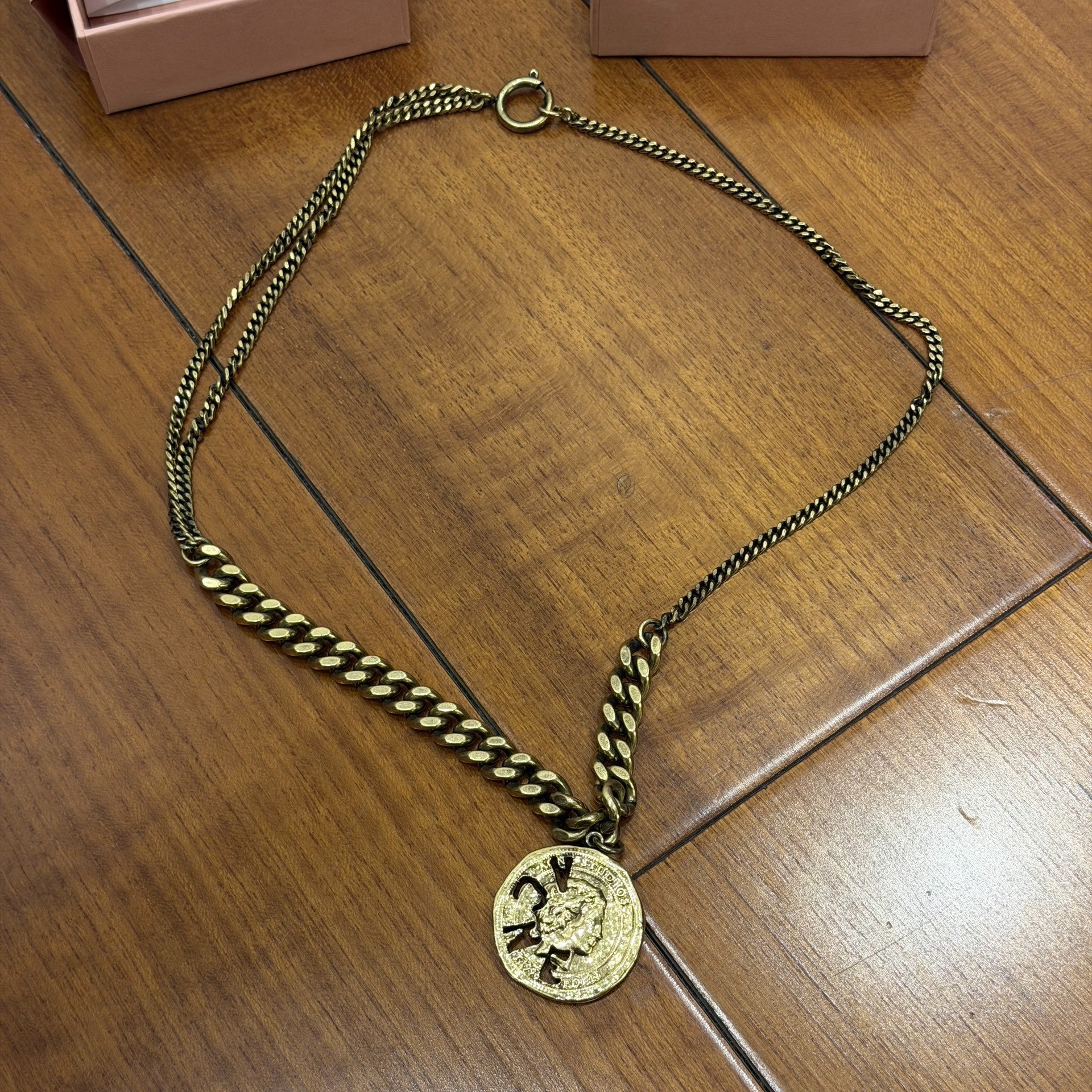 Acne Studio Gold Coin Cuban Necklace