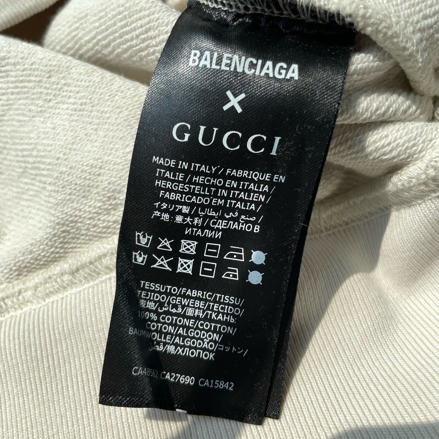 Balenciaga x Gucci Distressed Logo Hoodie — label