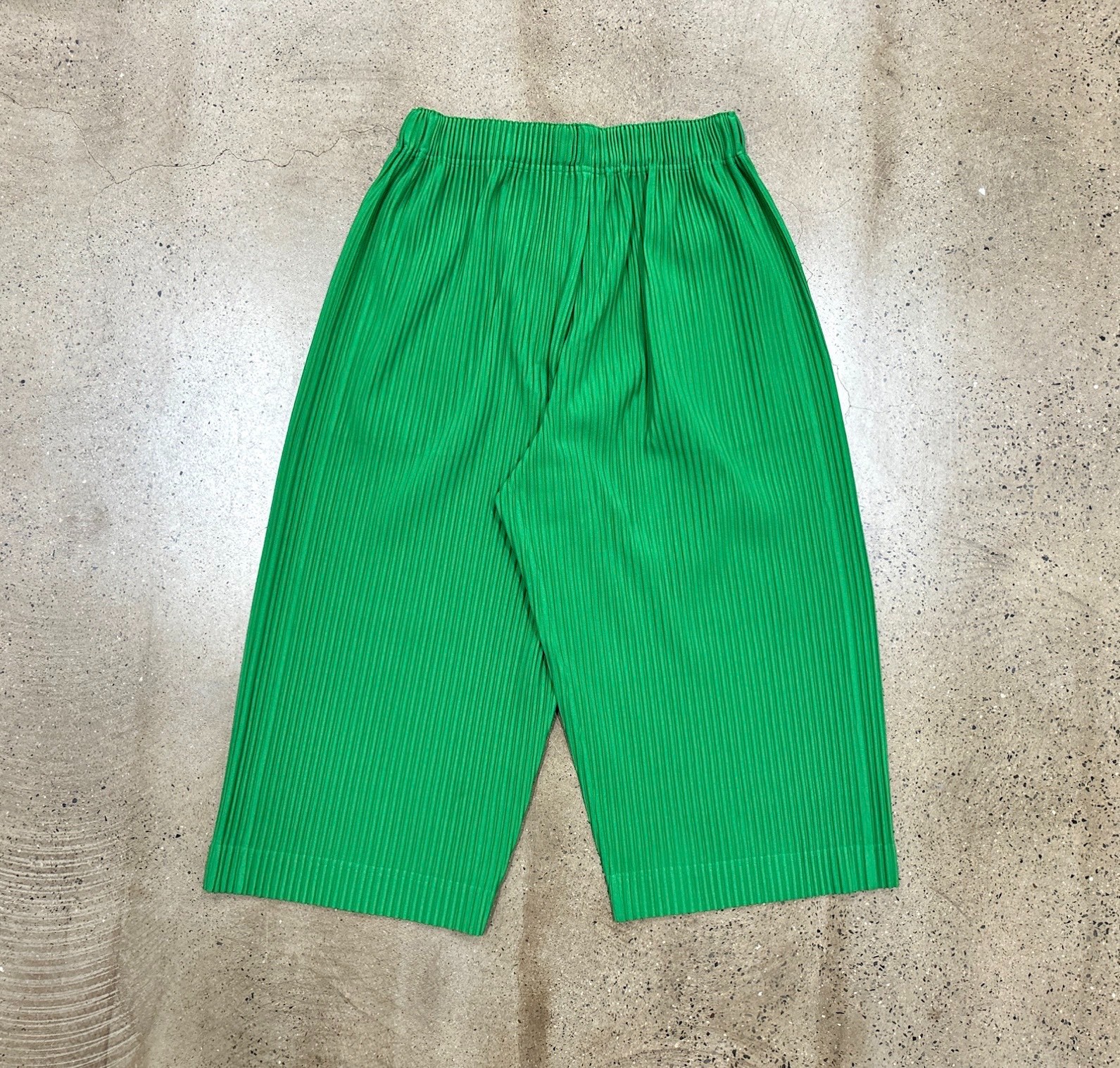 Issey Miyake Green Pleated Wide-Leg Pants — front