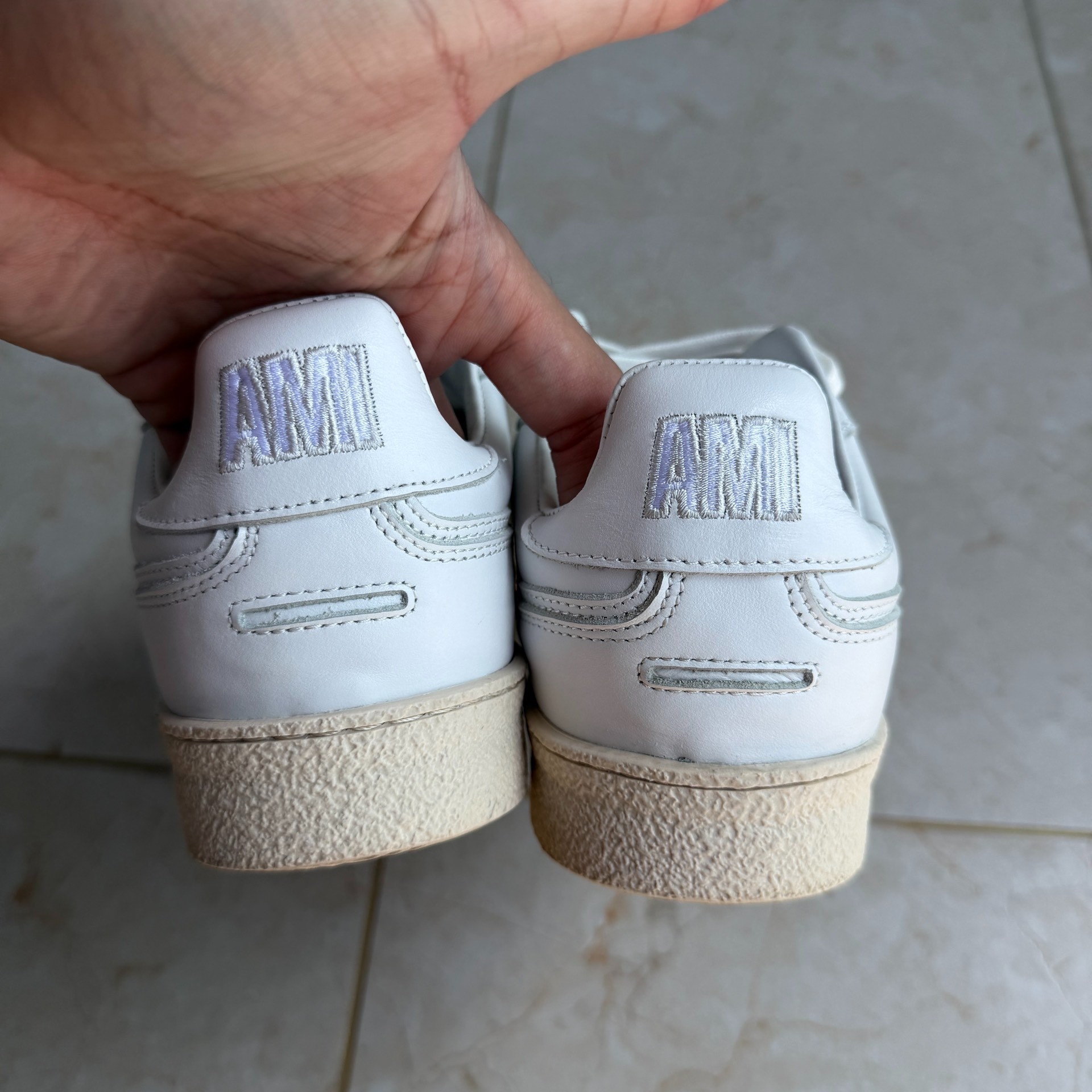 AMI Paris White Leather Sneakers — back