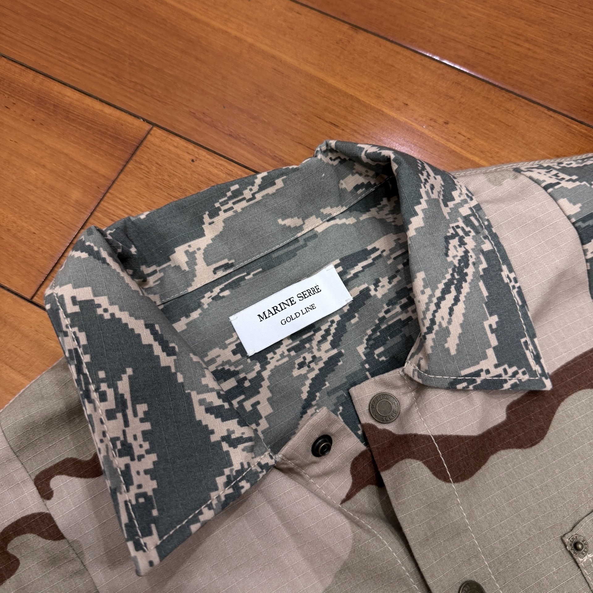 Marine Serre Camo Floral Patchwork Shirt Jacket — detail