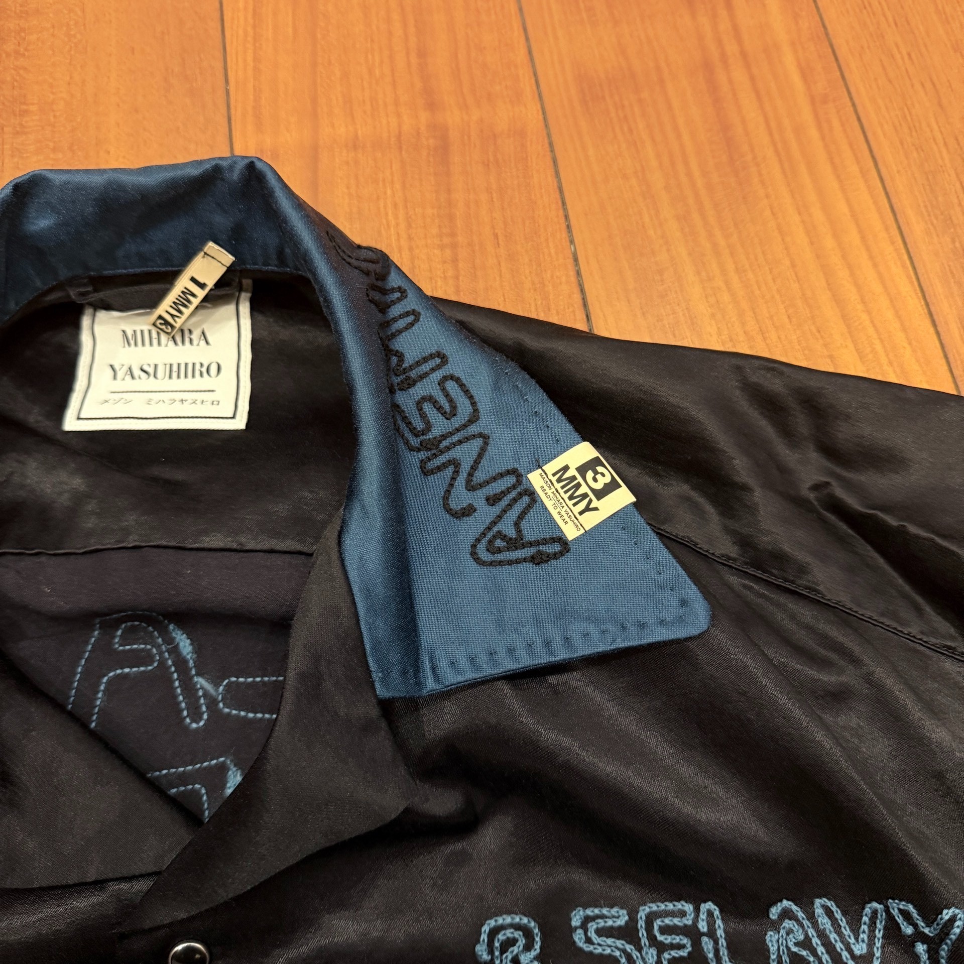 Maison Mihara MMY Black Teal Silk Jacket — back